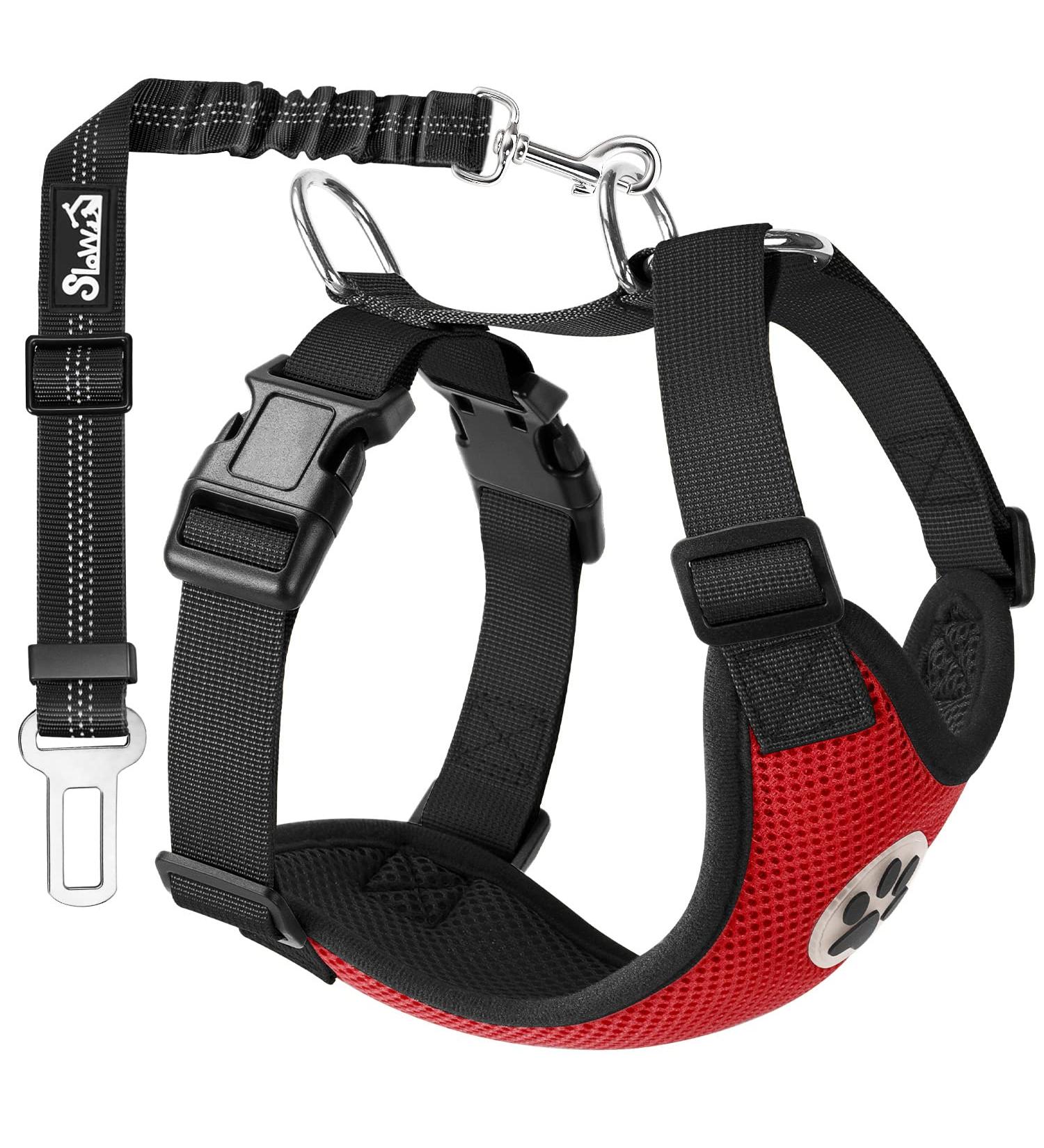Buy Slowton Dog Harness with Seat Belt for Car - Breathable Latex Puppy Harness Regular Safety for Everyday Sports (Red M) - International Shipping Available - Buy Online on GoSupps.com