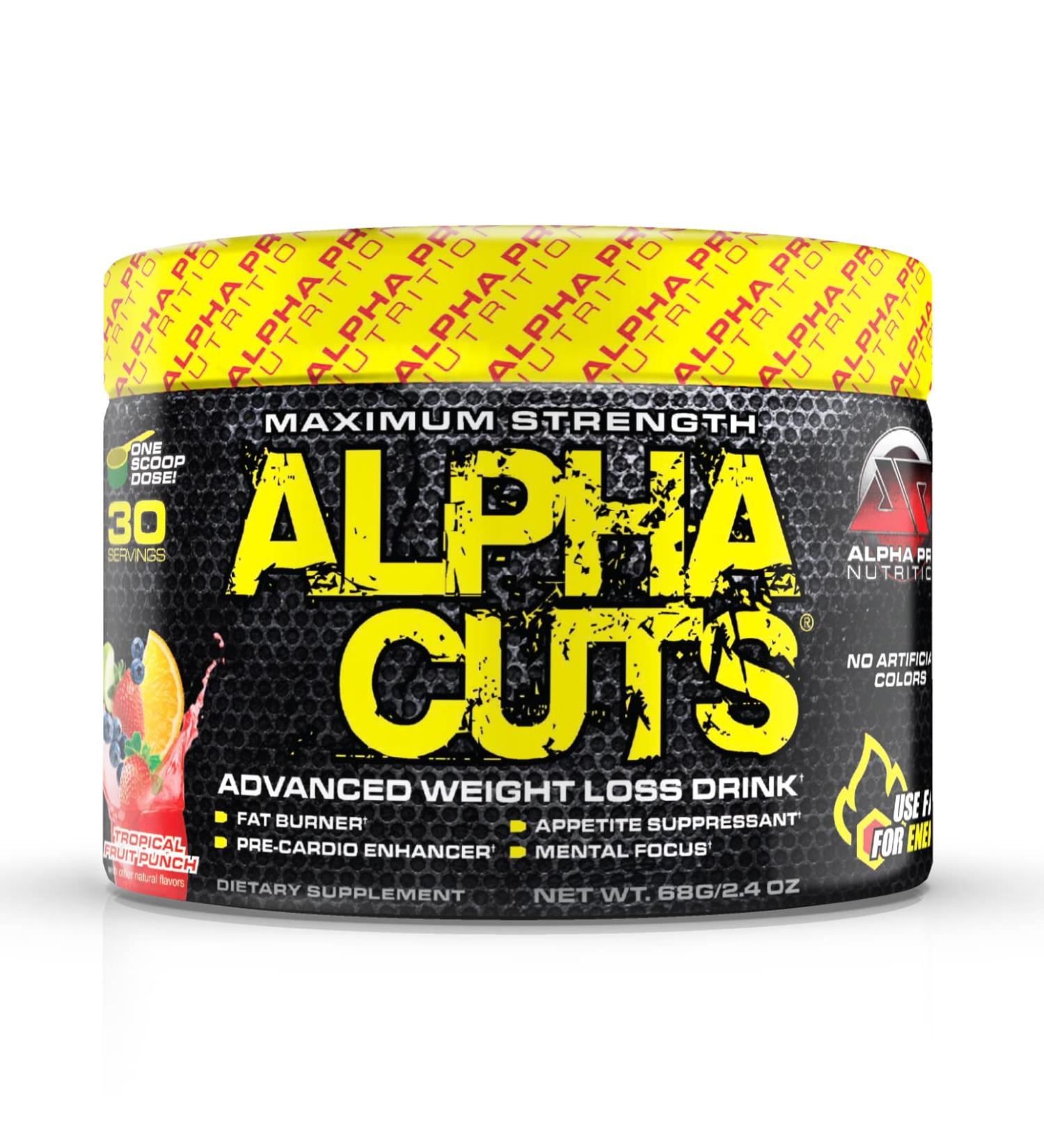 Alpha Pro Nutrition Alpha CUTS Fat Burner - Thermogenic Pre-Cardio Weight Loss Drink with CLA, Tropical Fruit Flavor - Buy Online on GoSupps.com