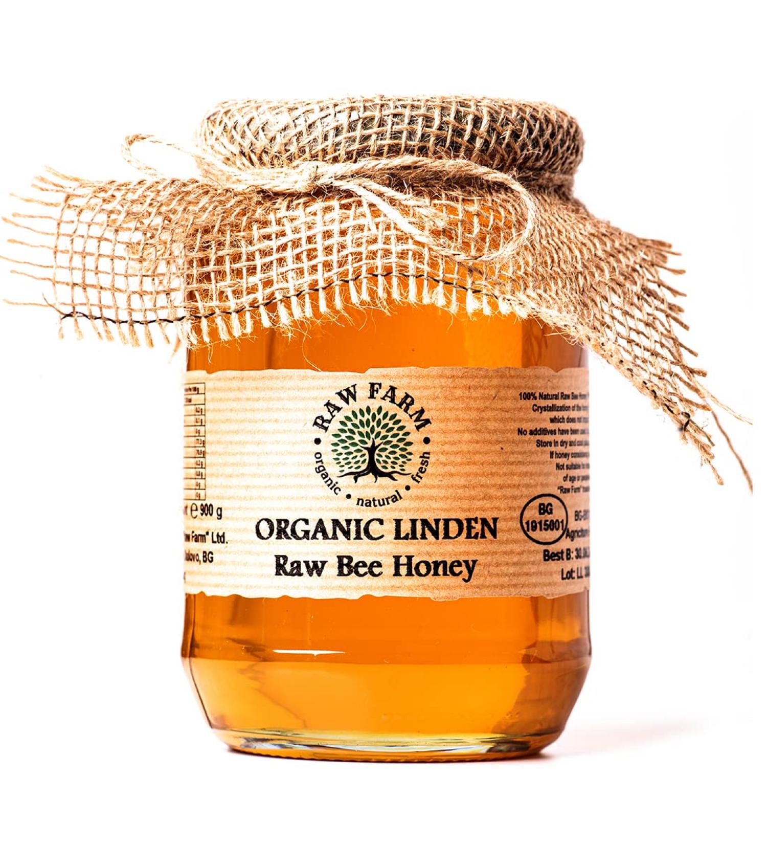 Organic Raw Linden Blossom Bee Honey - 900g | Premium Quality from Raw Farm - Buy Online on GoSupps.com