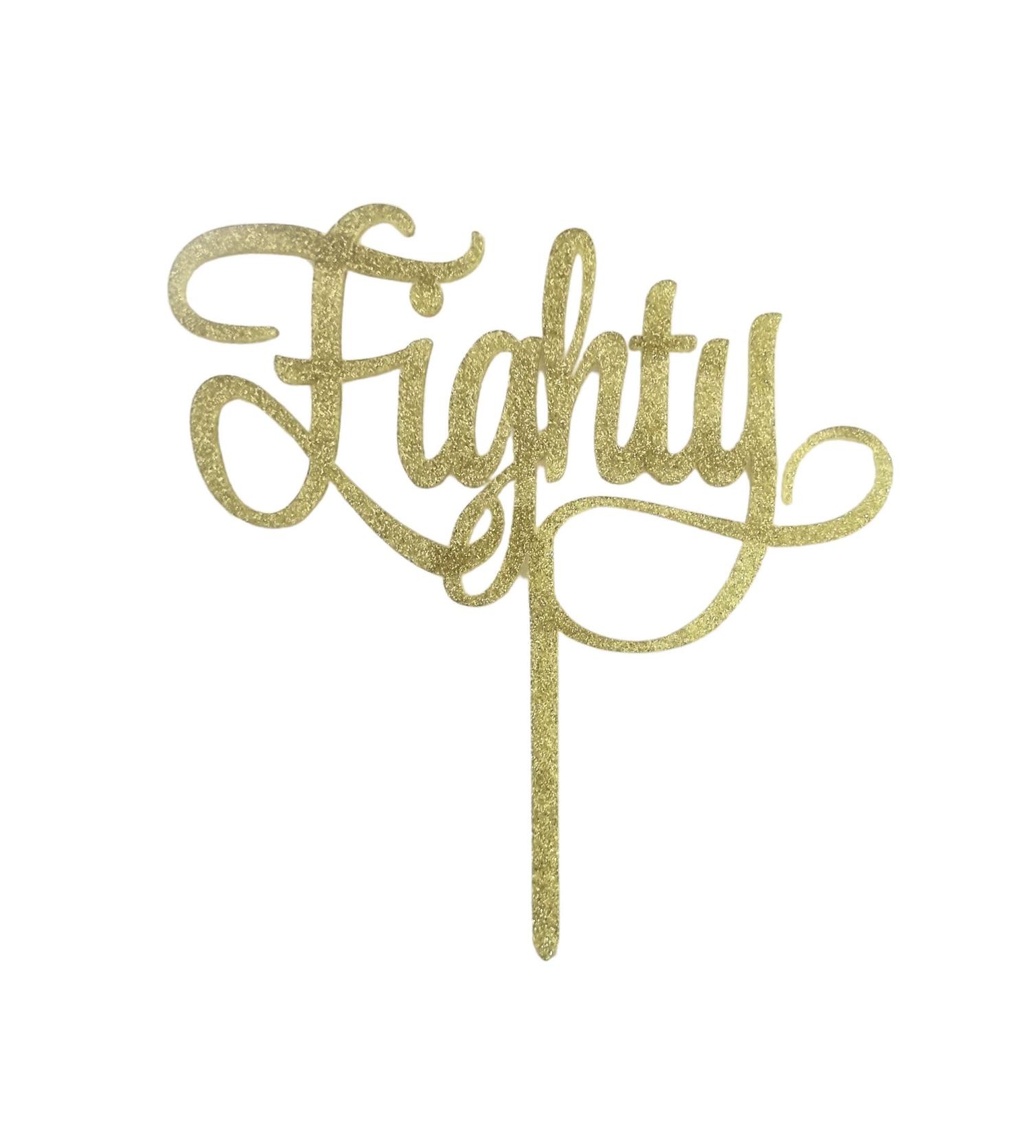 Eighty HAPPY BIRTHDAY Gold Glitter ACRYLIC Cake Topper 80 - Buy Online on GoSupps.com