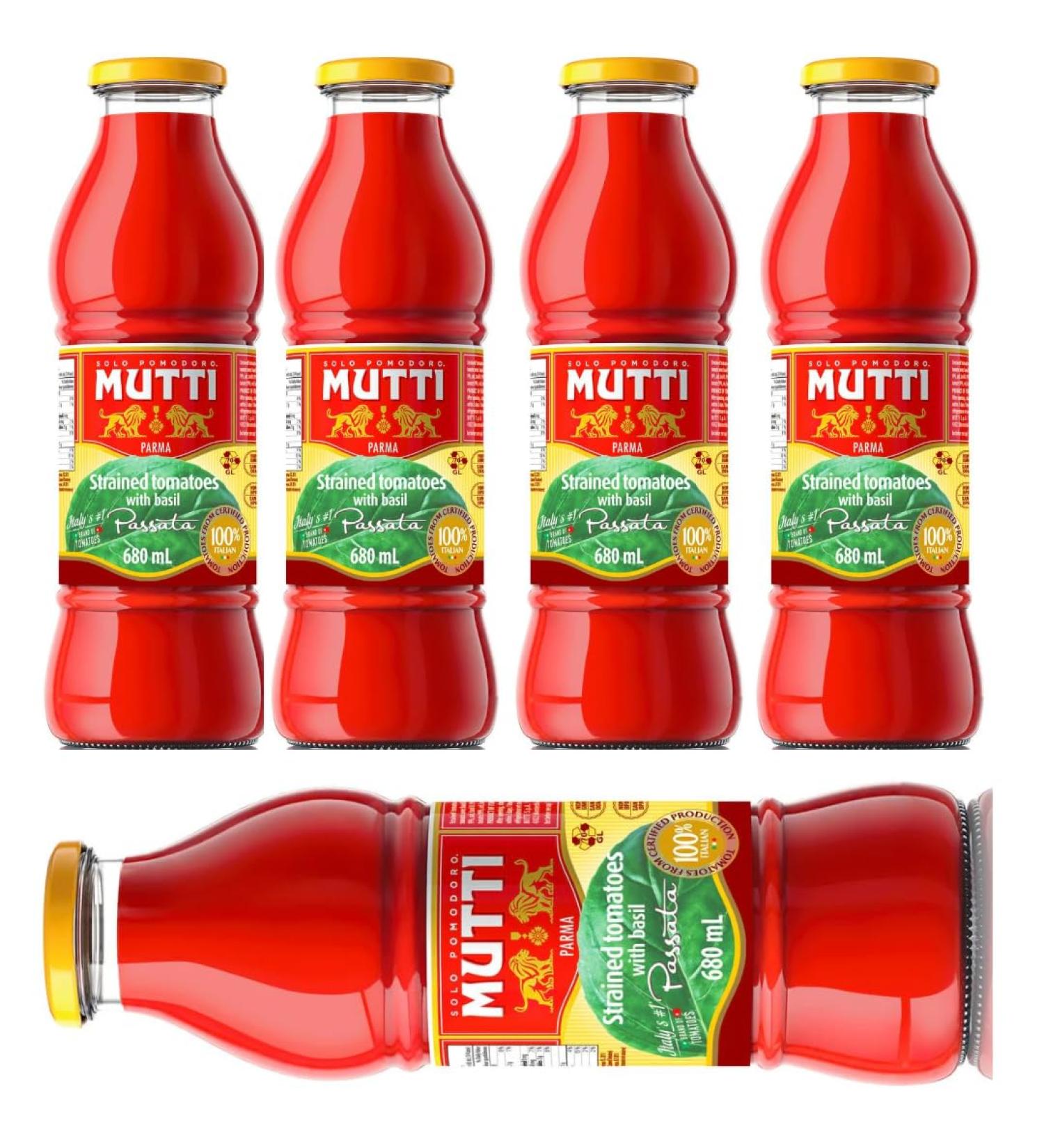 Mutti Passata Tomato with Basil Puree 680 Mililiter x 5 Pieces - Buy Online on GoSupps.com