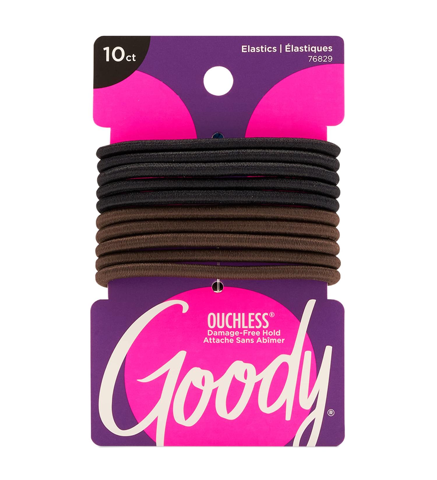 Goody Nonslip Women's Elastic Hair Tie - 10 Count Black - 4MM for Medium Hair | Ouchless Hair Accessories for Long Lasting Styles - Pain-Free - Buy Online on GoSupps.com