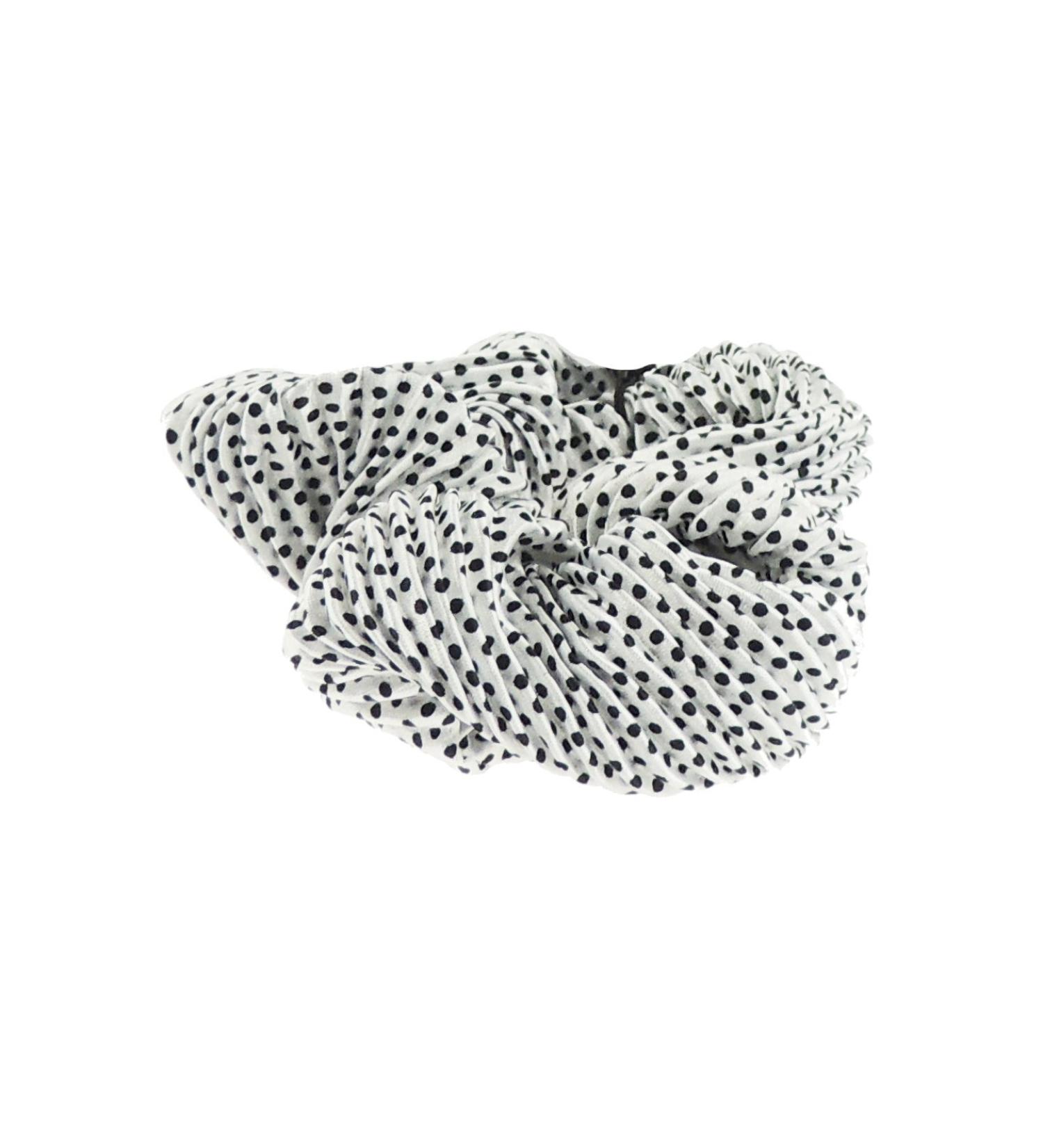 Glamour Girlz Crinkle Satin Large Spotted Hair Scrunchie Elastic White by Glamour Girlz