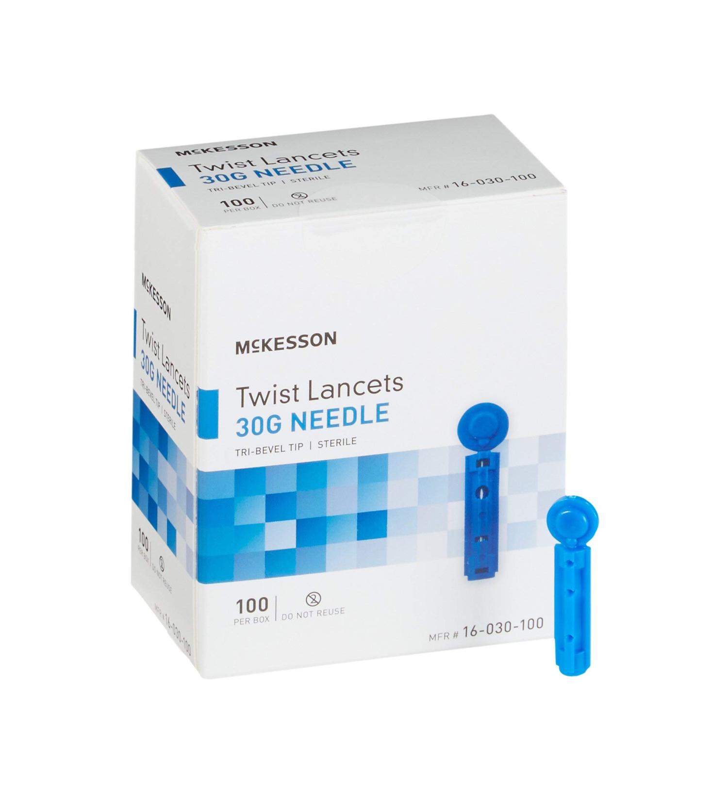 McKesson Twist Lancets 30 Gauge | Push Button Activation | 1.8 mm Depth | 100 Count - Buy Online on GoSupps.com