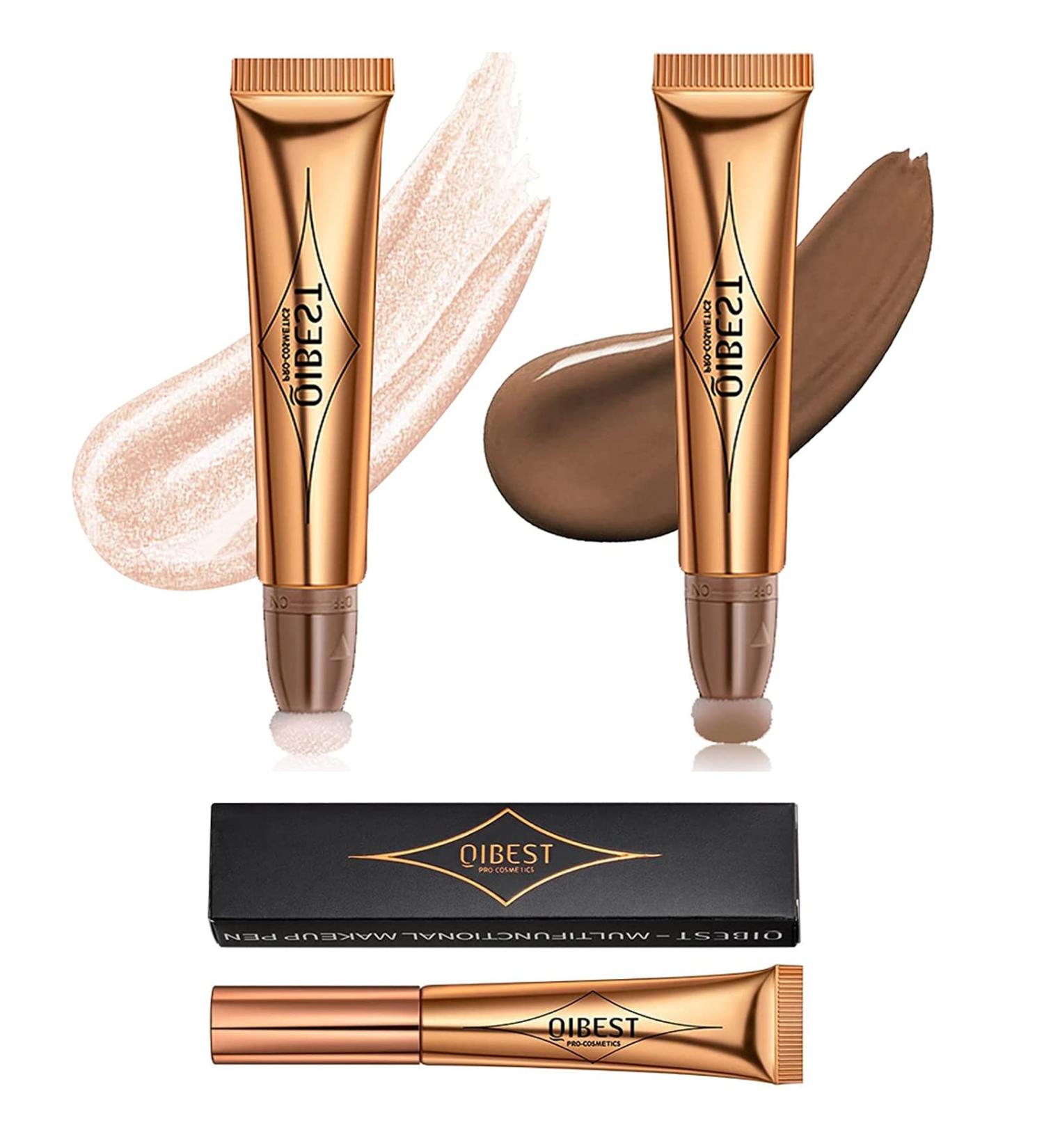 2PCS Liquid Highlighter & Contour Beauty Wand Set with Cushion Applicator - Buy Online on GoSupps.com