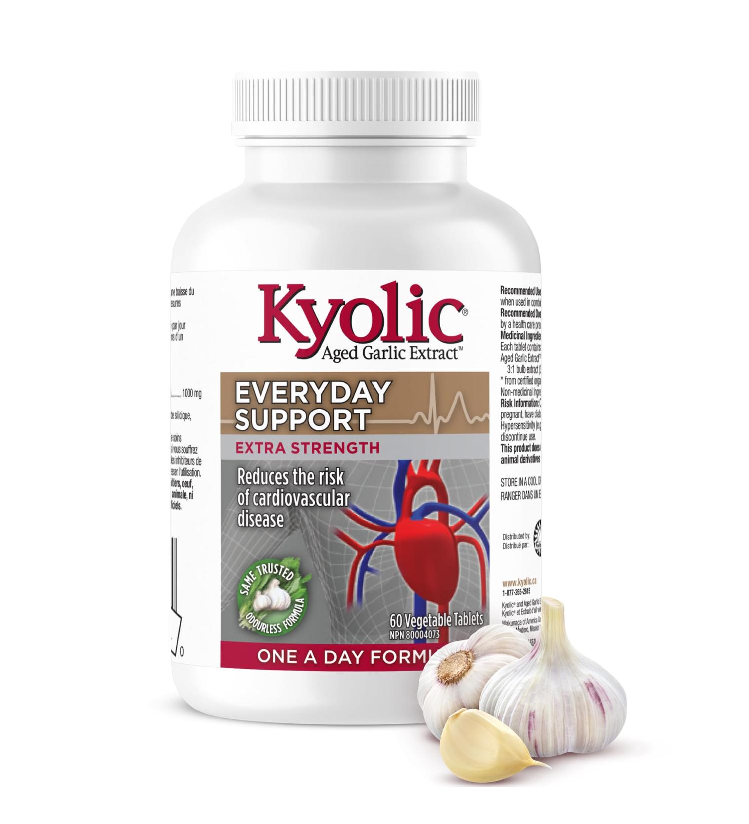 Kyolic Odourless Aged Garlic Extract - 60 Capsules Extra Strength 1000mg - Cardiovascular Supplement - Kyolic Cardiovascular Health -Garlic Extract Supplement 60 Capsules - Buy Online on GoSupps.com