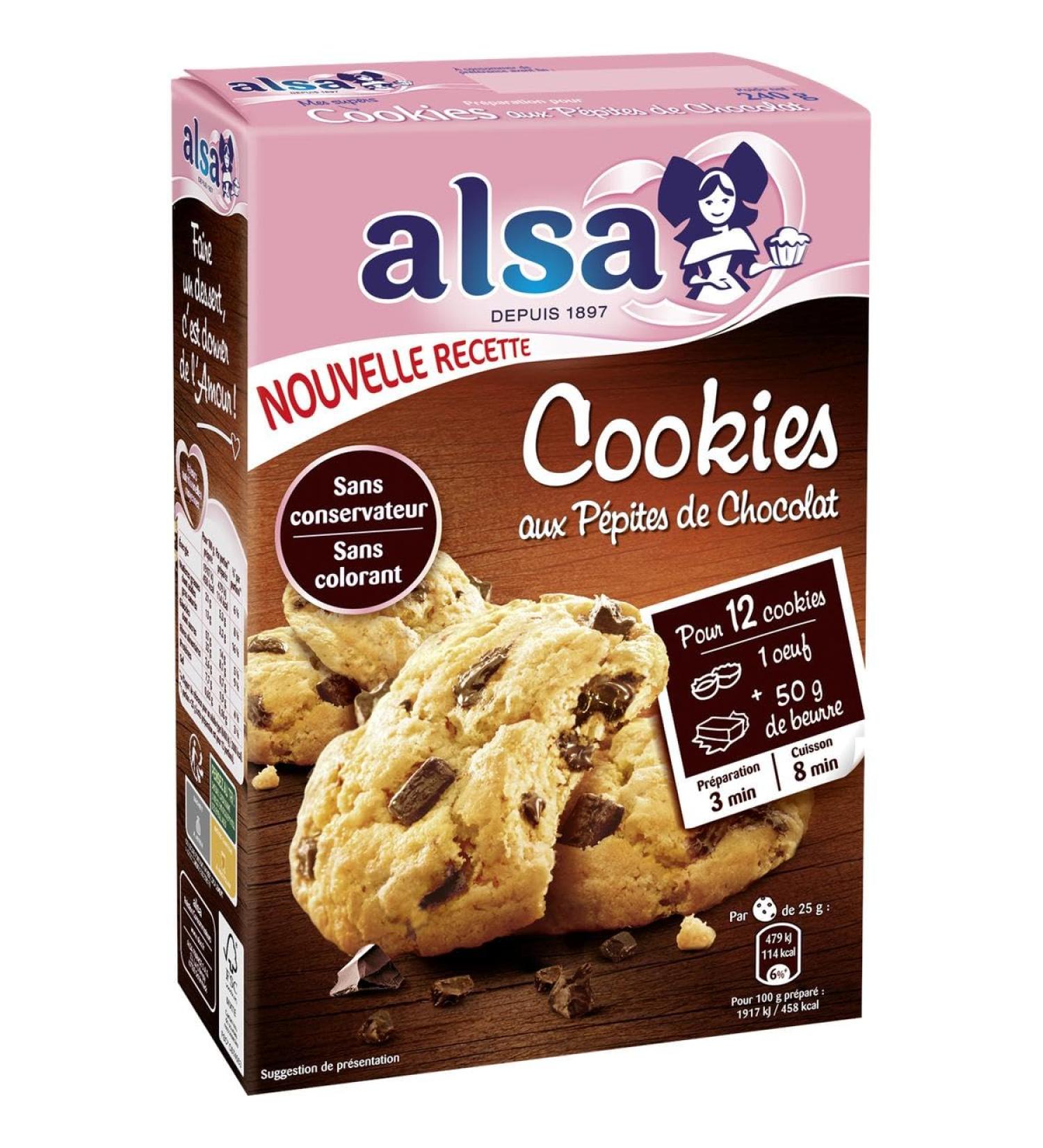 G n rique ALSA Alsa Chocolate Chip Cookie Preparation 240 g 240 g Pack of 3 Sold as a Set