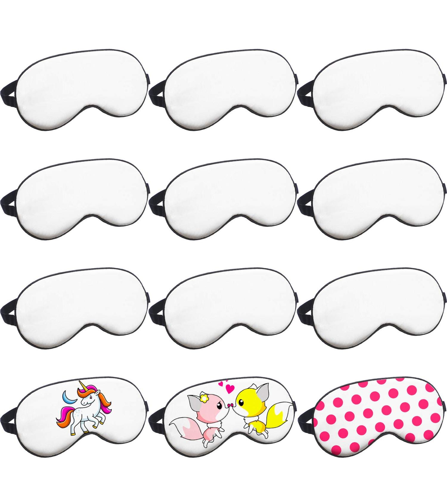 10-Piece Sublimation Eye Sleep Coverings Set - Beige & White Silk Blindfolds with Adjustable Strap for Sleeping, Travel, and Meditation - Buy Online on GoSupps.com