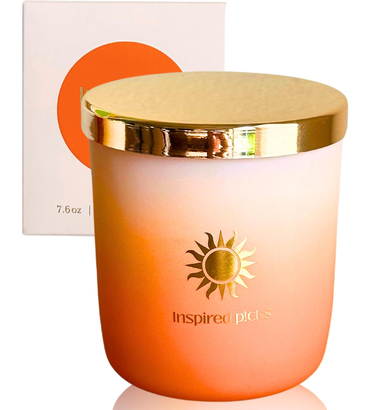 Fall Gifts: Happy Orange Candle - Luxury Scented Soy Candle with Bergamot & Rosewood for Women | Non-Toxic Christmas Candles - Buy Online on GoSupps.com