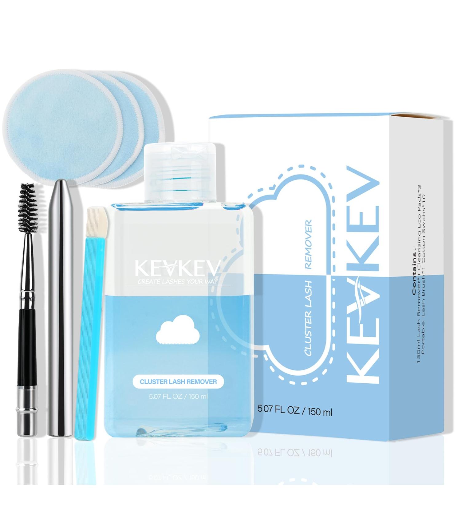 KevKev Lash Remover for Cluster Lashes | Gentle Eyelash Glue Remover 150ml | Non-Irritating No Residue Eco-Friendly Pads - Buy Online on GoSupps.com
