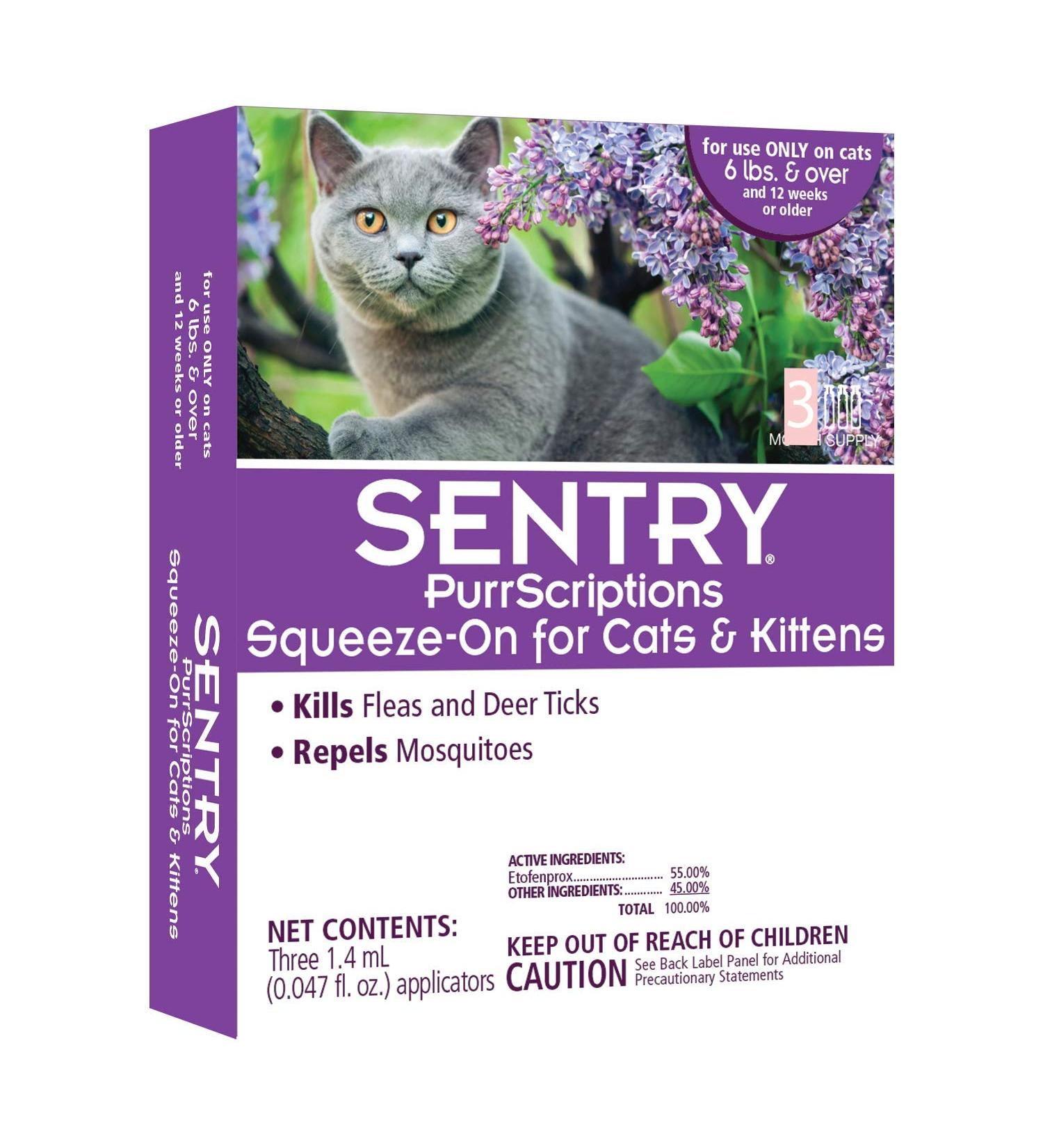 SENTRY PurrScriptions Flea and Tick Topical for Cats, Over 5 lbs, 3 Month Supply