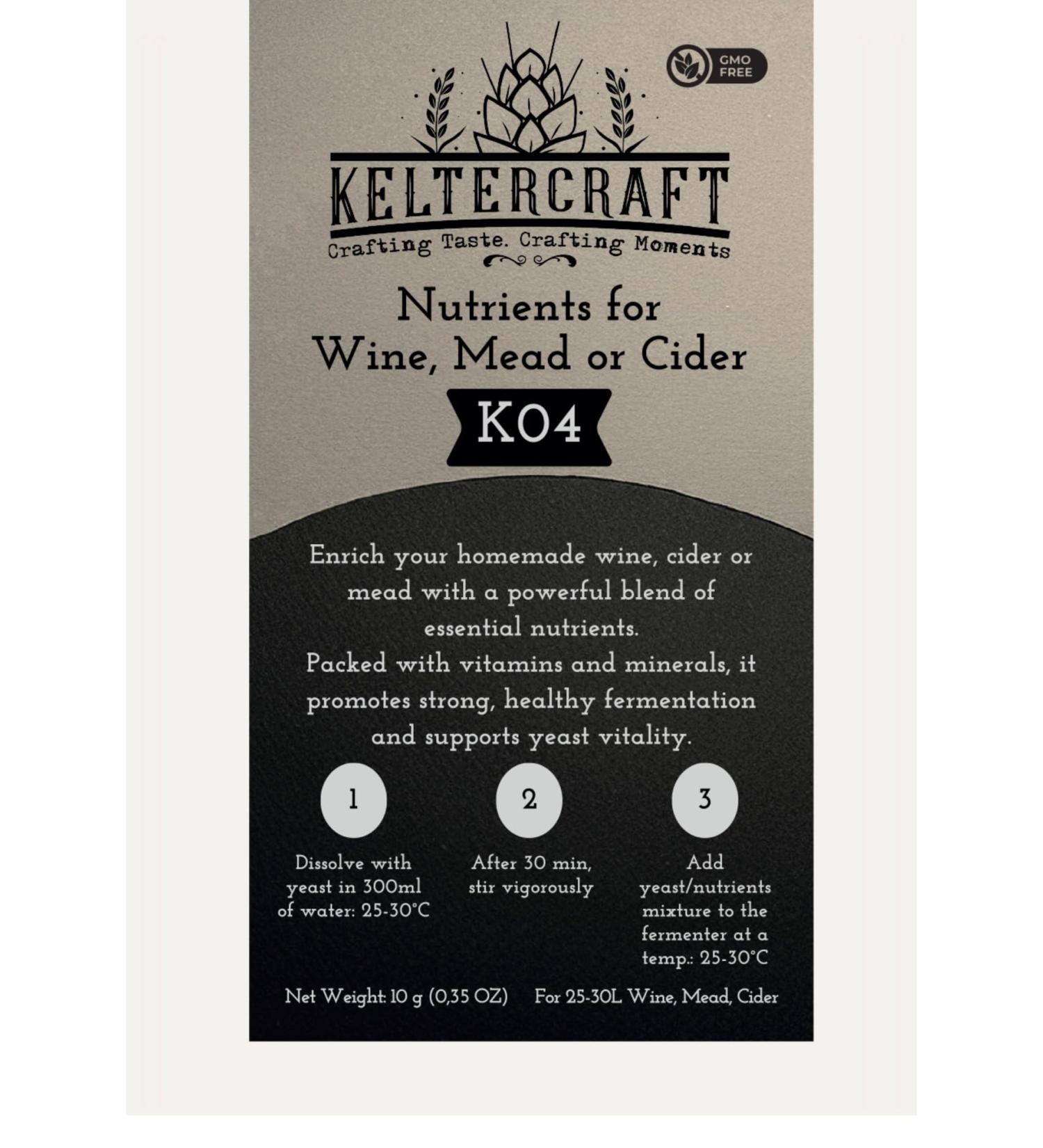 Keltercraft K04 Yeast food salt 10 g for 25 liters of winemeadcider Fermentation salt Yeast food DAP with vitamins Food salt for fermentation - Buy Online on GoSupps.com