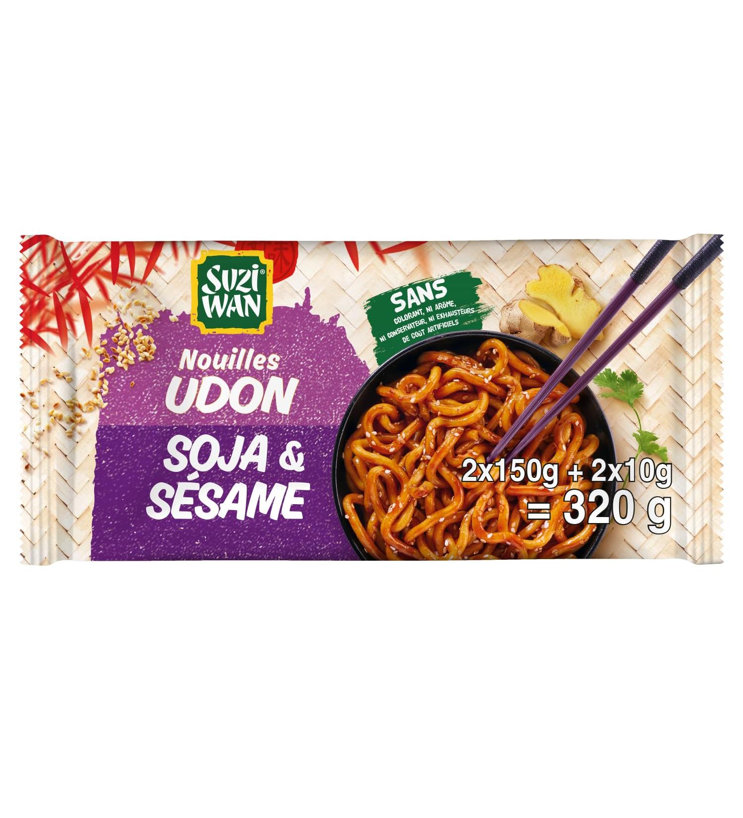 SUZI WAN Pre-cooked WOK Udon Soy Sesame Noodles (2x160g) - Buy Online on GoSupps.com