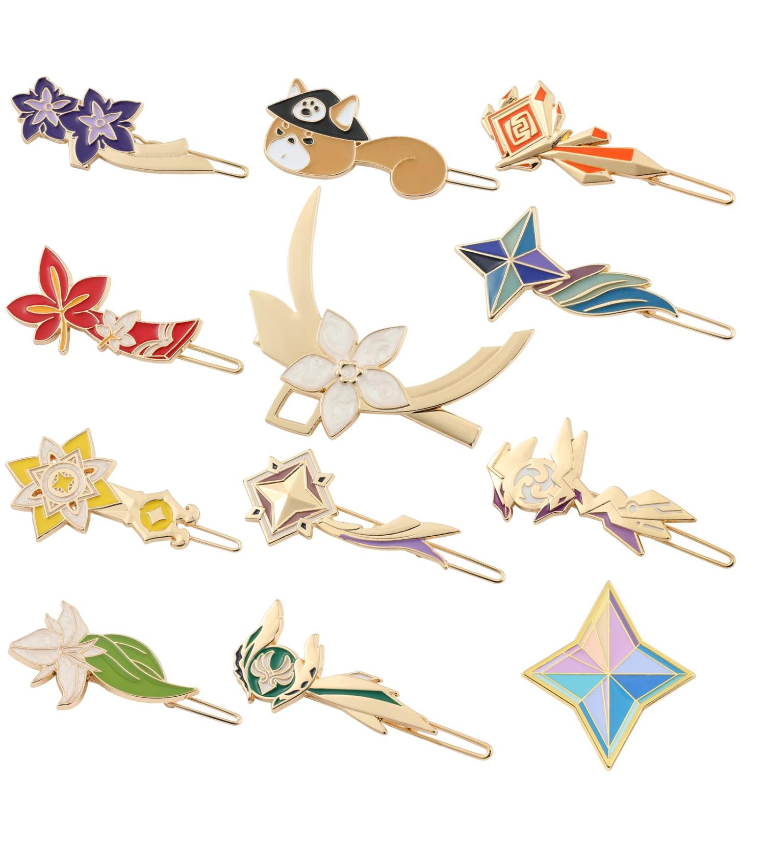 12PCS Genshin Hair Clips Metal Hair Pins Set- Diluc Xiao Mona Keqing Hutao Raiden Shogun Venti Zhongli Hair Barrettes Gift for Women - Buy Online on GoSupps.com