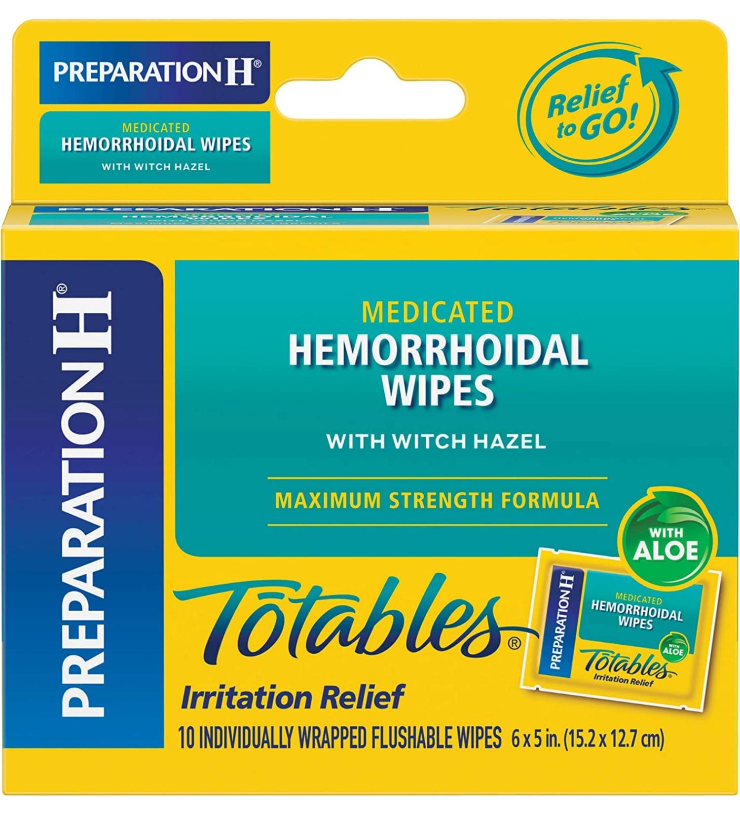 Preparation H Totables Irritation Relief Wipes 10 Each (Pack of 5) 1 Count (Pack of 5) - Buy Online on GoSupps.com