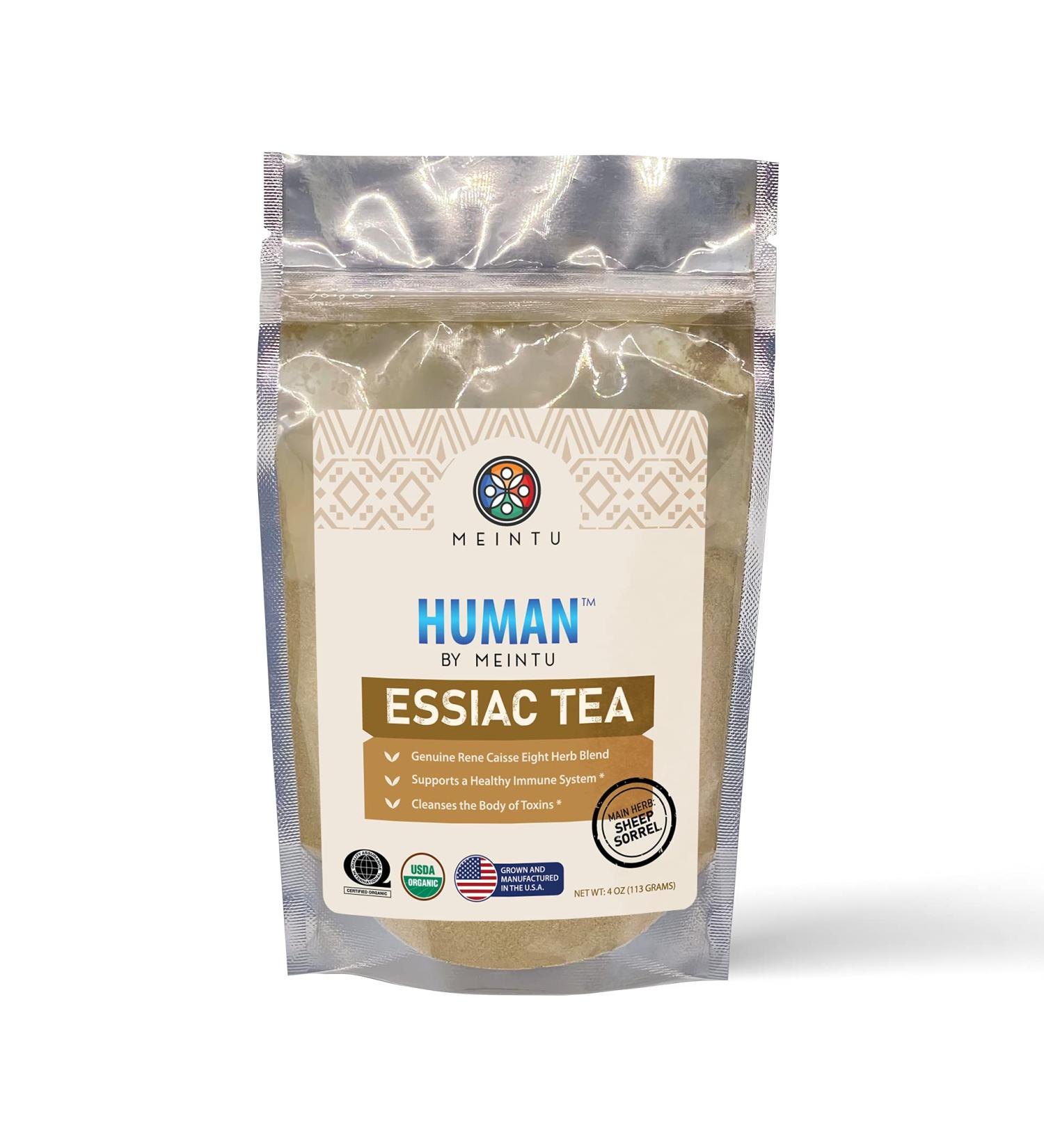 HUMAN by MEINTU Genuine Essiac Tea Organic 8 Herb Powder Formula with Sheep Sorrel Root - 4 oz Pouch - Buy Online on GoSupps.com