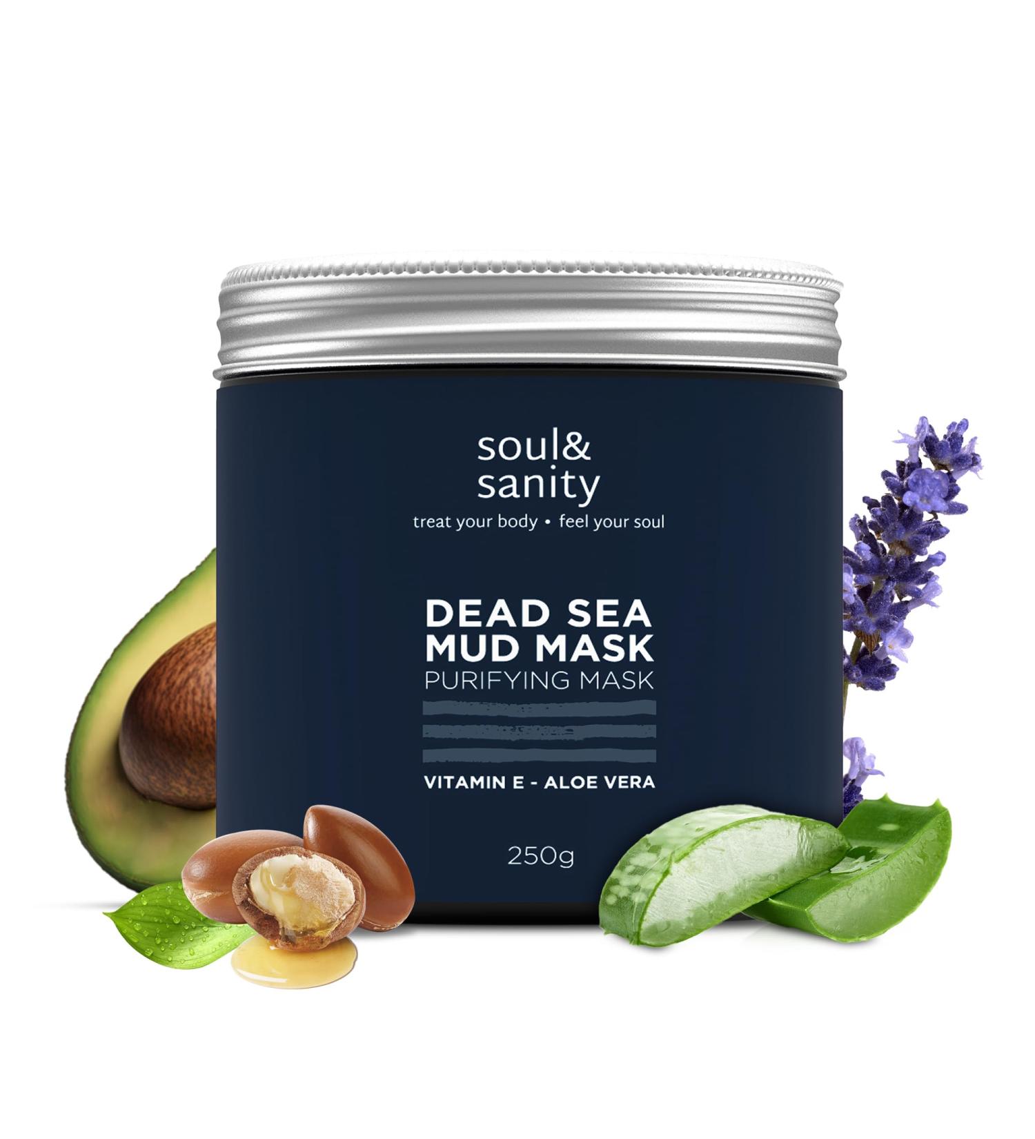 Soul and Sanity Sea Mud Face Mask with Aloe Vera & Vitamin E - Deep Cleansing & Nourishing Beauty Mask - 250g - International Shipping - Buy Online on GoSupps.com