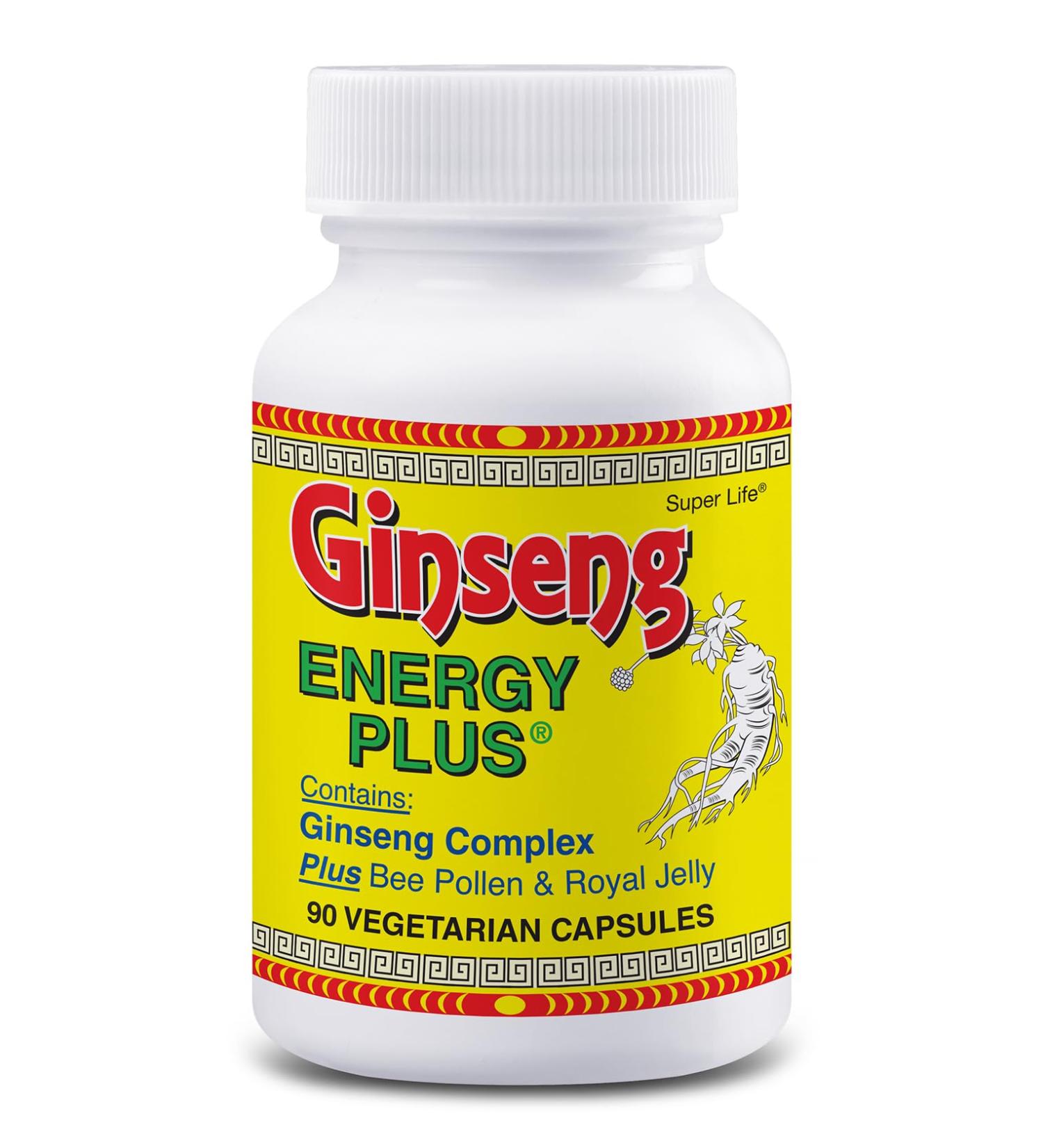 Ginseng Energy Plus - with Panax Ginseng Bee Pollen Royal Jelly & Piperine Black Pepper Extract for Max Absorption | Promotes Natural Boost of Energy | Supplement - 90 Capsules