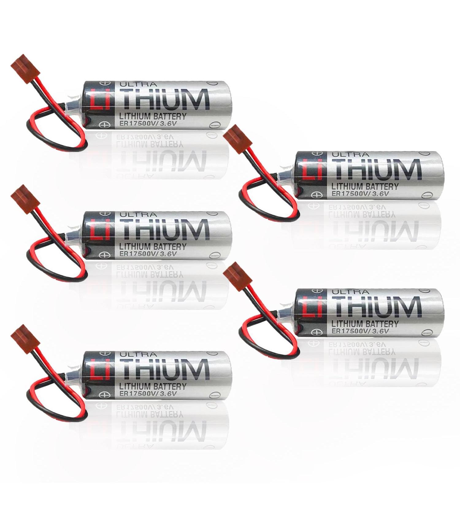 5-Pack ER6VCT ER6V 3.6V Battery - 2000mAh Non-Rechargeable PLC Battery for Robots with Small Brown Plug - International Shipping Available - Buy Online on GoSupps.com
