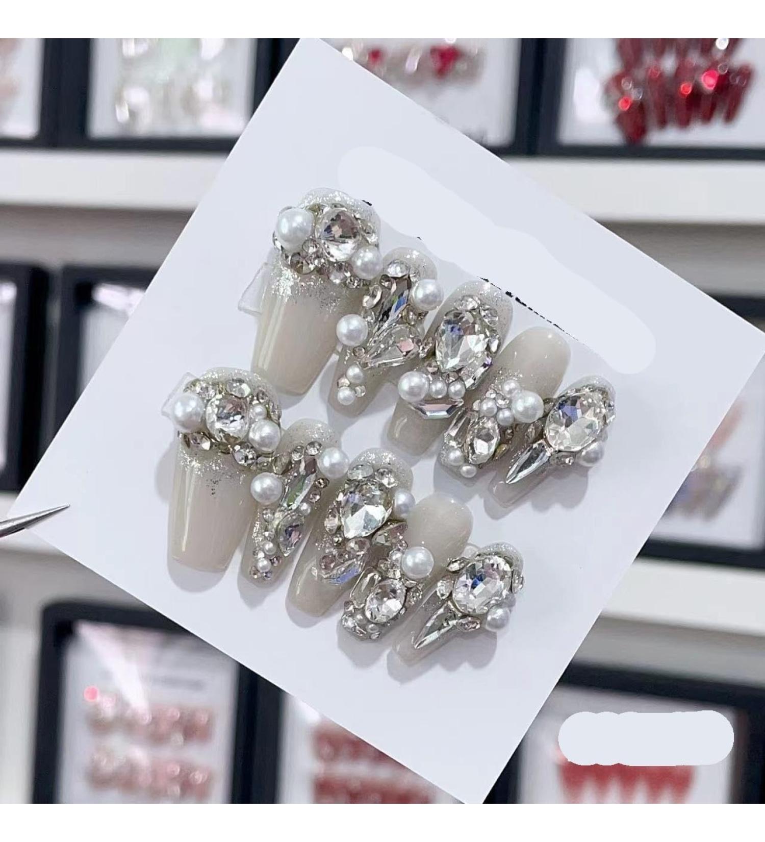 Removable and wearable nail art French Almond Ombre Handmade Press On Nails Long Acrylic False Nail Tips InNail (Color : 29138 Size : S) - Buy Online on GoSupps.com