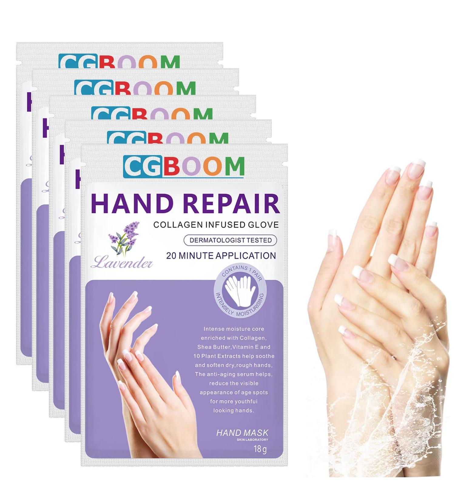 5 Pairs Hands Moisturizing Gloves Hand Skin Repair Renew Mask w/Infused Collagen Moisture Enhancing Gloves for Dry Aging Cracked Hands (Lavender) - Buy Online on GoSupps.com