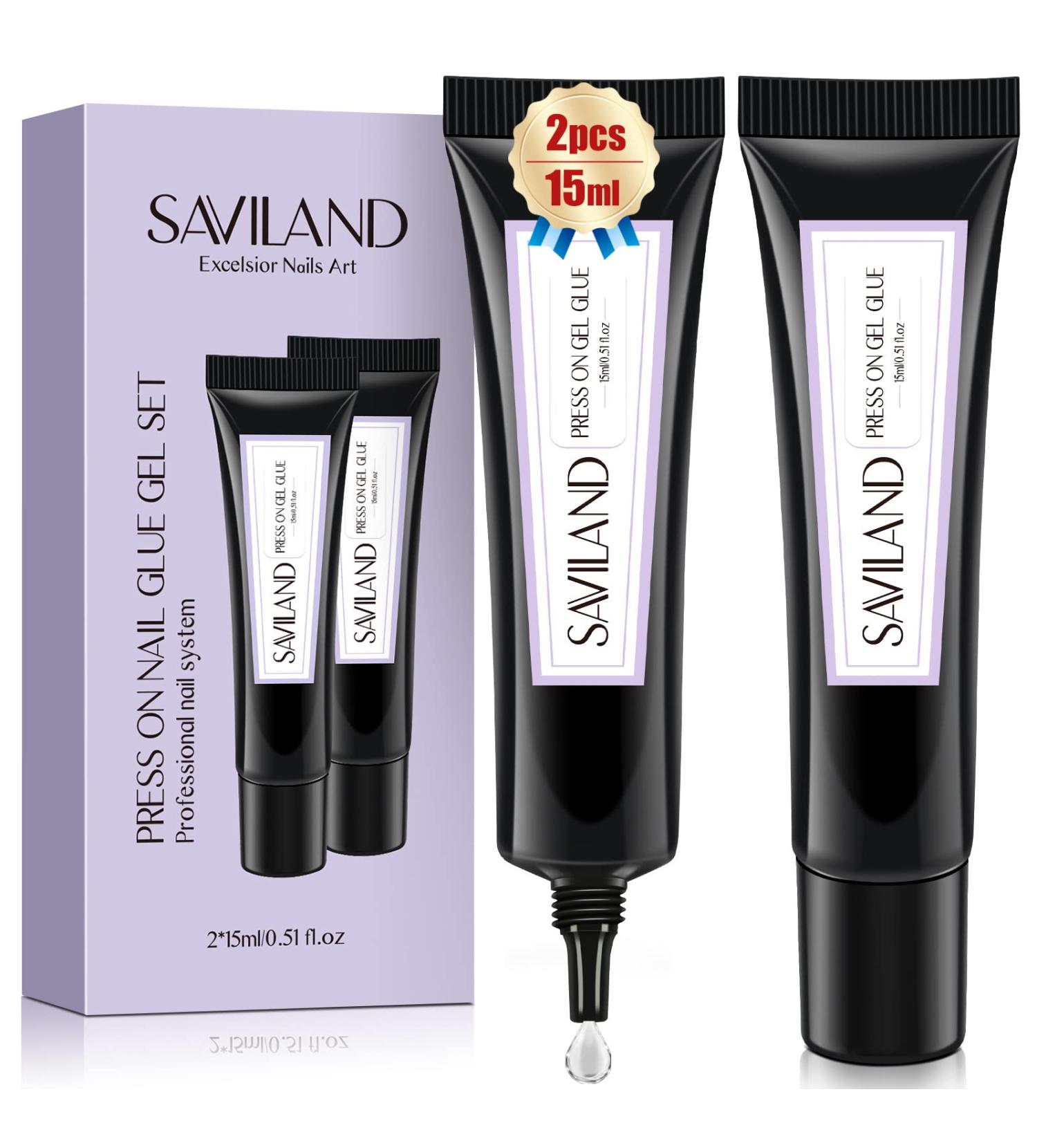Saviland 30ml Solid Gel Nail Glue - Long Lasting UV Gel for Nail Extensions - Set of 2 * 15ml Soft Gel Nail Glue - Ideal for Press on Nails and DIY Nail Tips - Buy Online on GoSupps.com