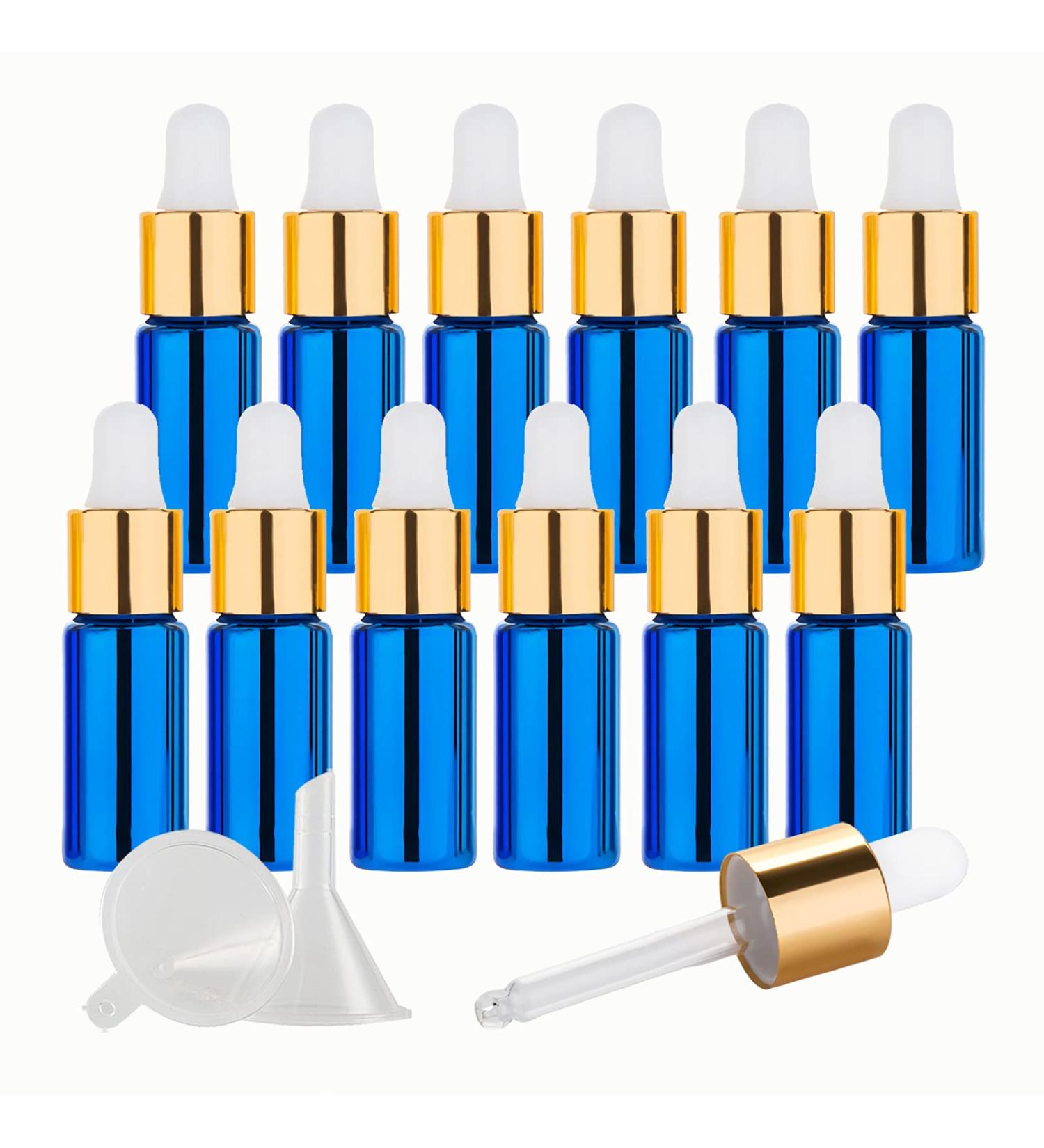 Tianzd 12PCS 5ml Chrome Blue Drip Bottles with Glass Pipettes | Perfect for Perfume & Essential Oils - Buy Online on GoSupps.com