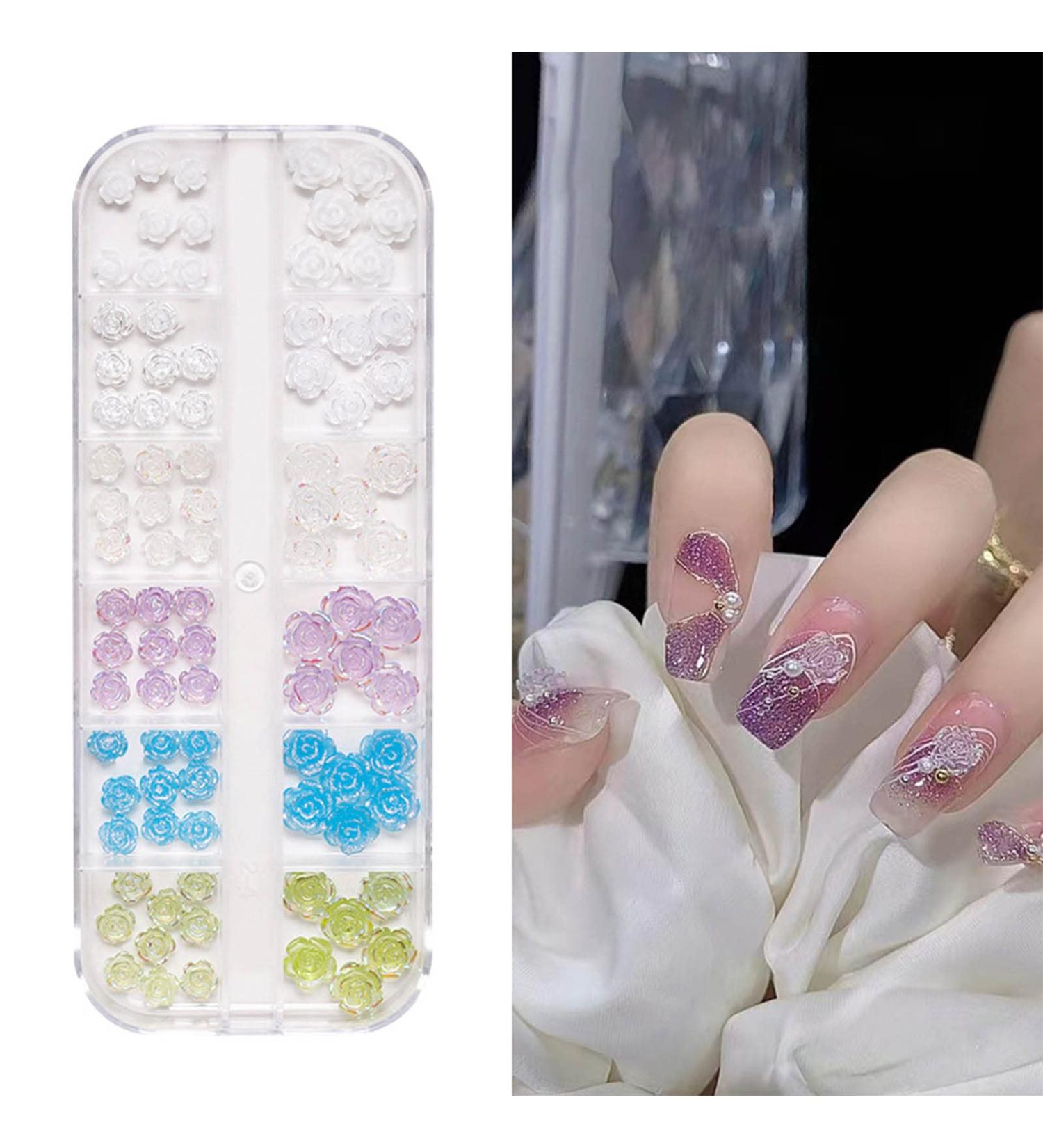 3D Cute Flower Nail Charms Nail Glitter Charm Rhinestones Ornaments Nail Art Decorations Glitter Accessories for DIY Craft Nail Art Design Manicure Decor - Buy Online on GoSupps.com