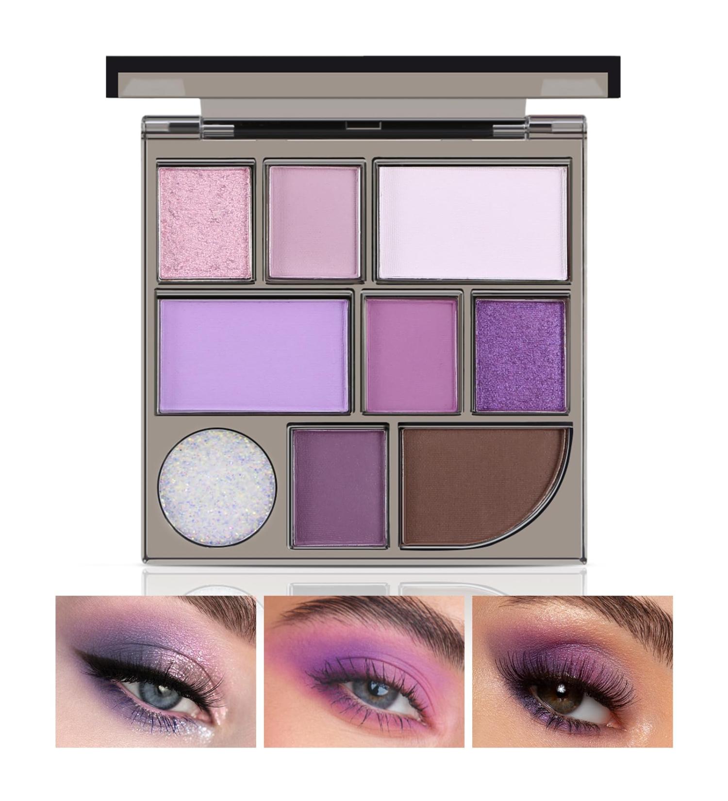 Boobeen Purple Smoky Eyeshadow Palette | 9 Shades Matte & Glitter Eye Shadow for Long-Lasting Makeup | International Shipping Available - Buy Online on GoSupps.com
