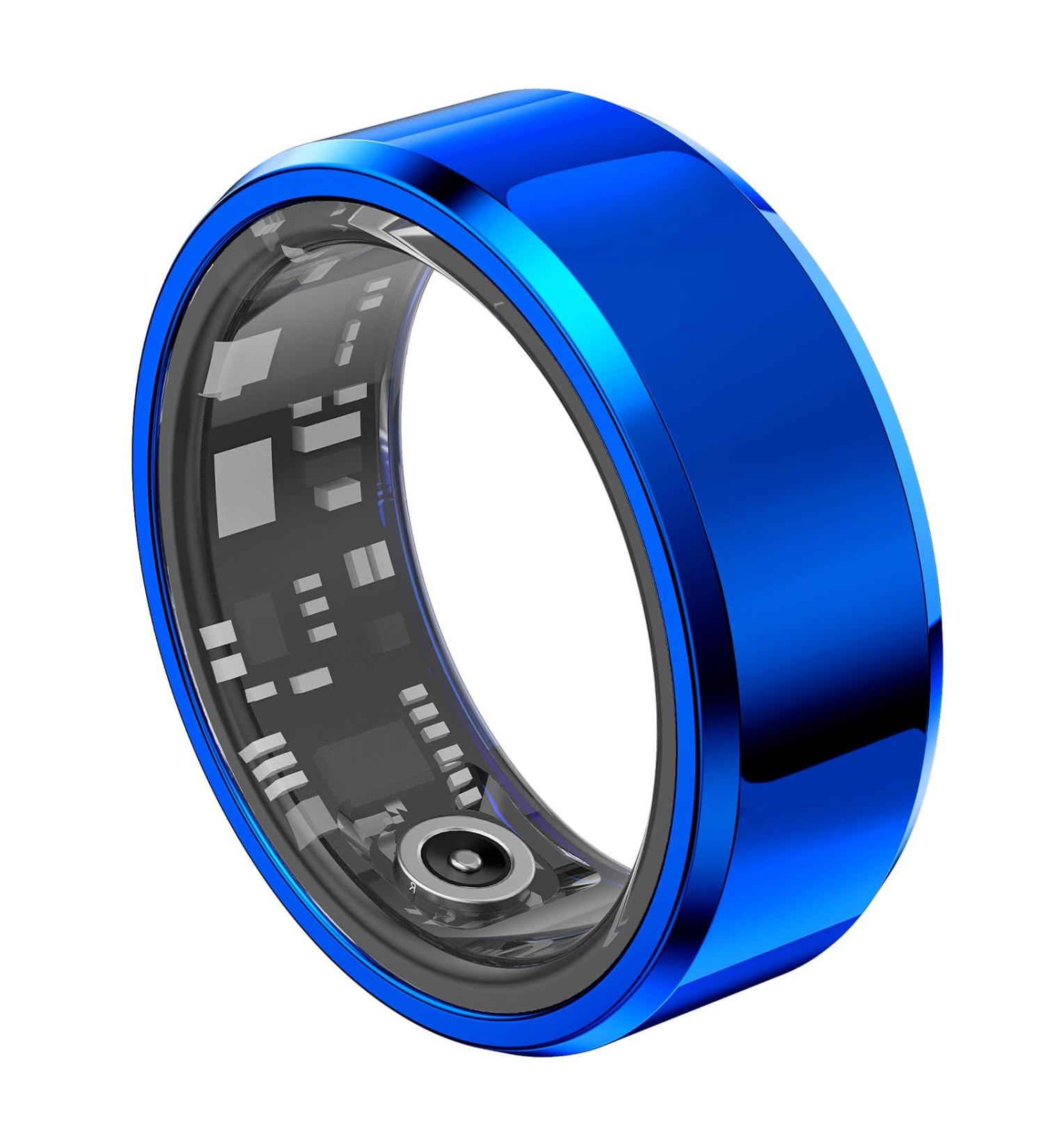 Smart Ring Fitness and Health Tracker for Men & Women Free Subscription Sleep Heart Rate Blood Oxygen Step Tracking Wearable Device - Rechargeable Design Waterproof (Blue 8) 10 Gold