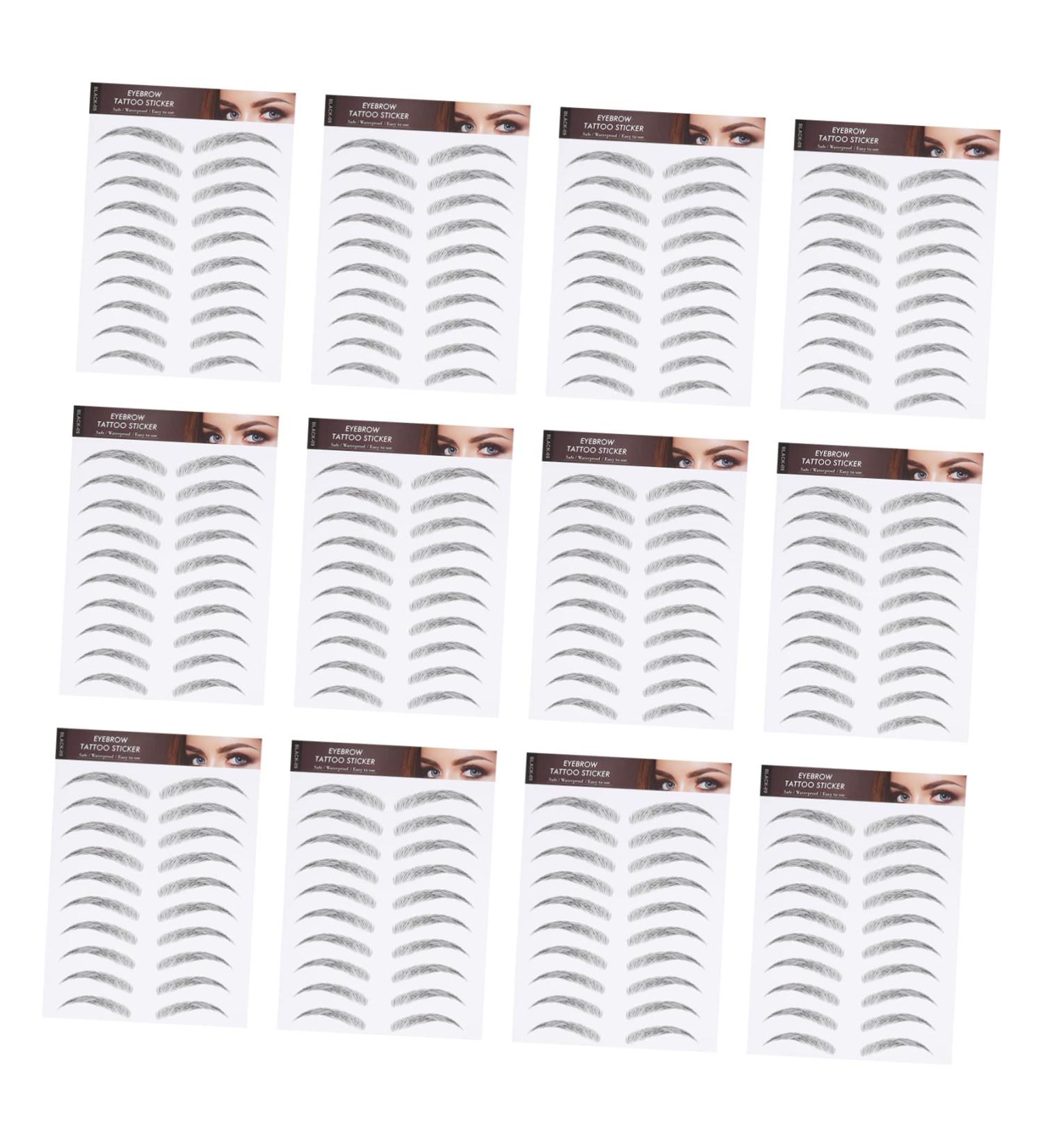 Balacoo 12 Sheets Waterproof Eyebrow Stickers Black Stickers Fake Eyebrows Imitation Eyebrow Sticker Man - Buy Online on GoSupps.com