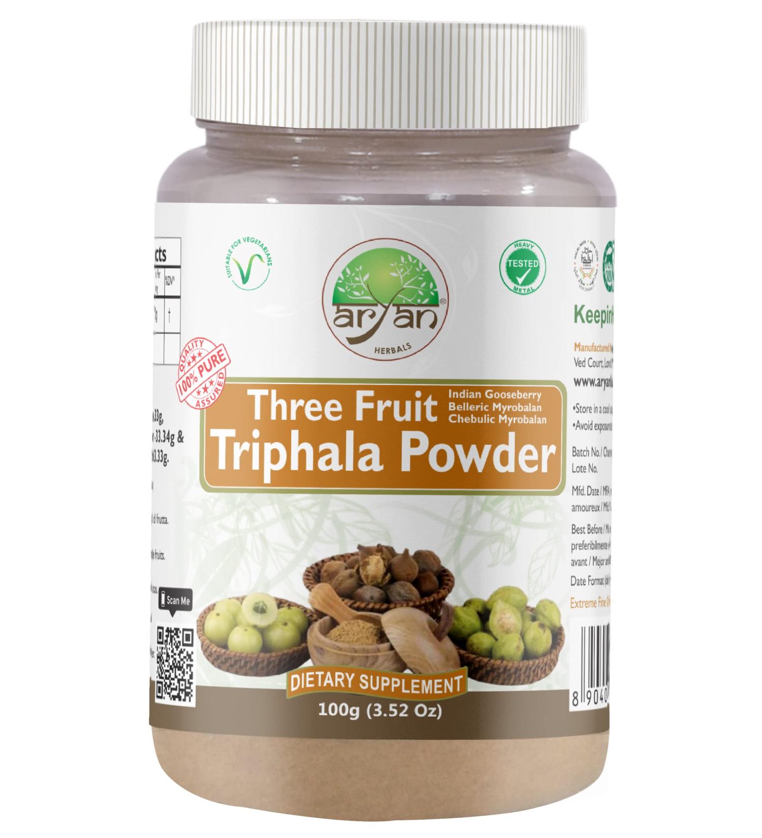 Aryan Herbals Triphala Powder 100gm - Natural Three Fruits Blend - Buy Online on GoSupps.com