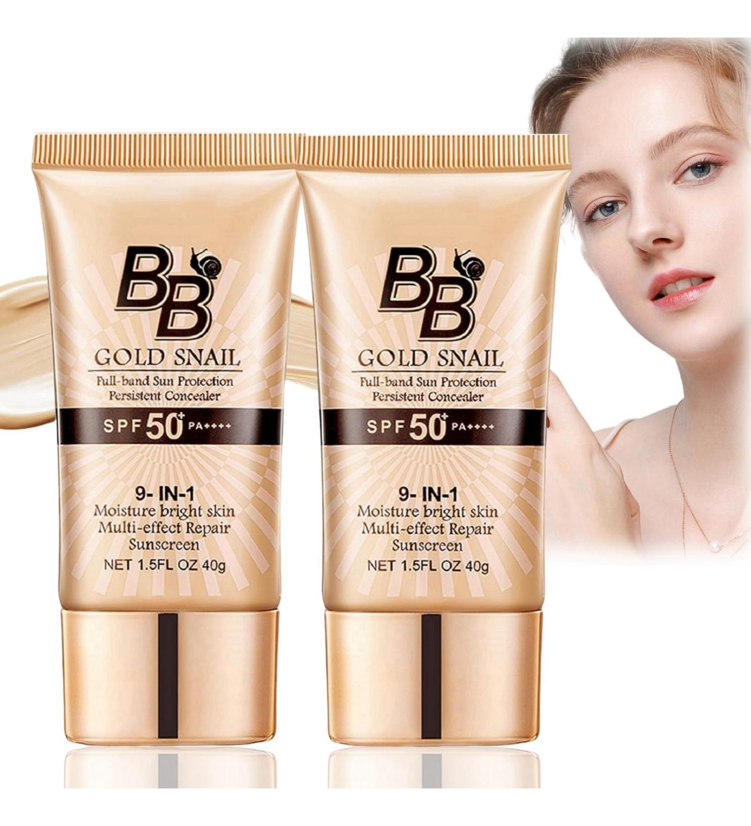 2PCS BB Cream Light Tinted SPF 50 Face Moisturiser BB Cream Medium BB Cream Foundation Tinted Moisturiser Face Women Color Correcting Cream with Snail Extracts Tinted Sunscreen for Face (Natural) - Buy Online on GoSupps.com