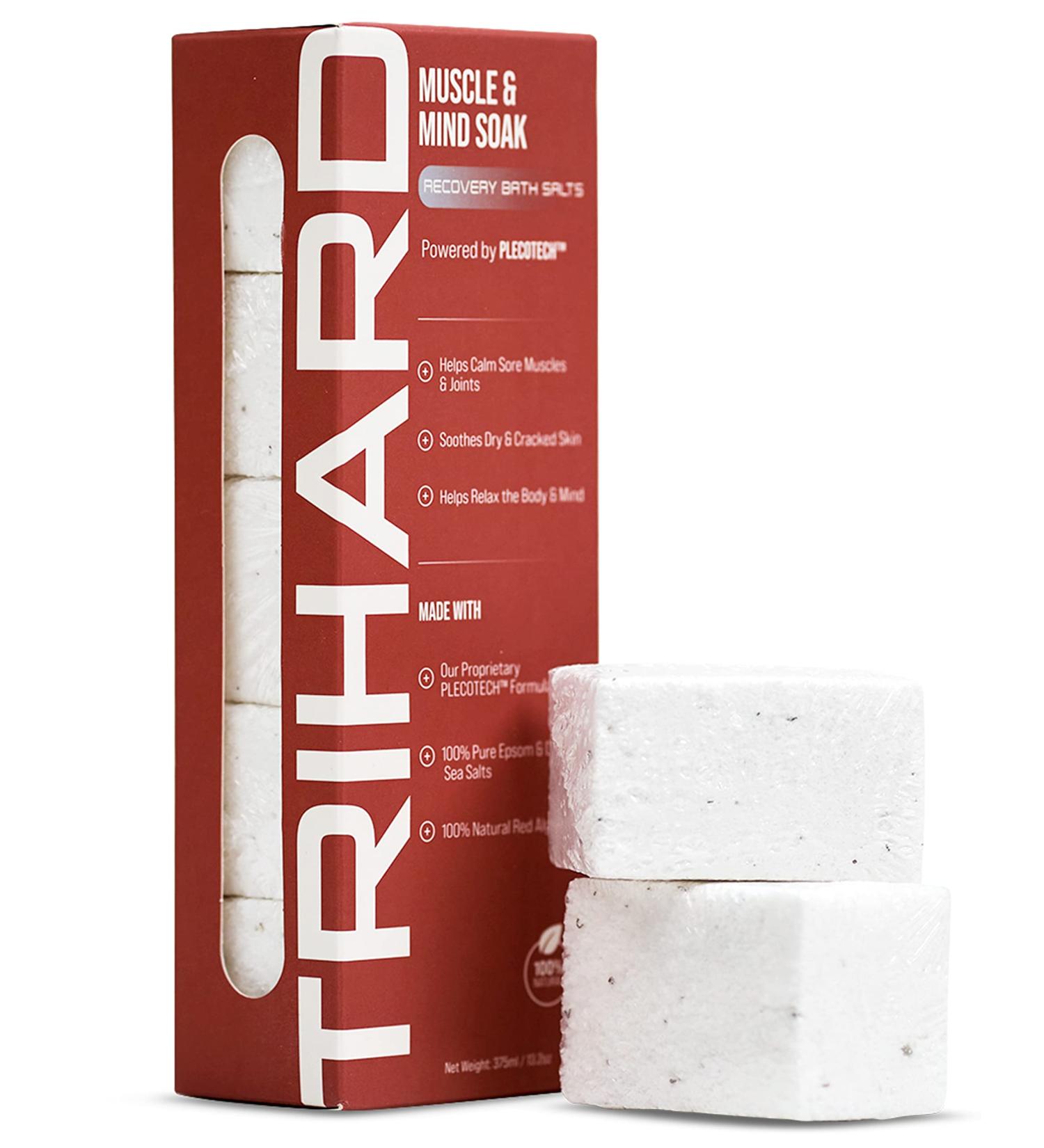 TRIHARD Muscle & Mind Soak - Pre & Post Workout Epsom Salt Bath Bomb with Red Algae and Magnesium - Buy Online on GoSupps.com
