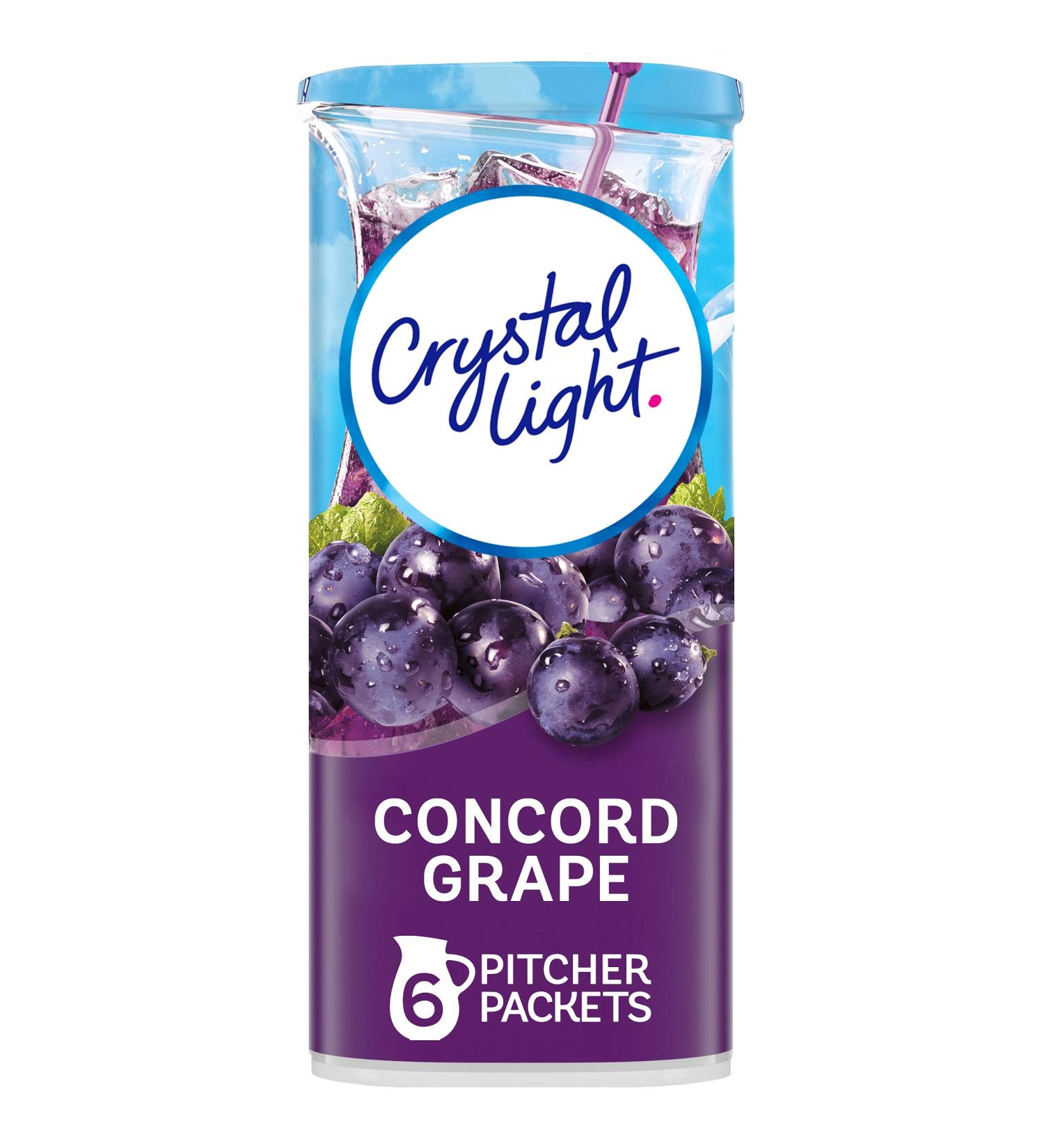 Crystal Light Sugar-Free Concord Grape Drink Mix - 6 Count Pitcher Packets - Low Calories (Pack of 1) - Buy Online on GoSupps.com