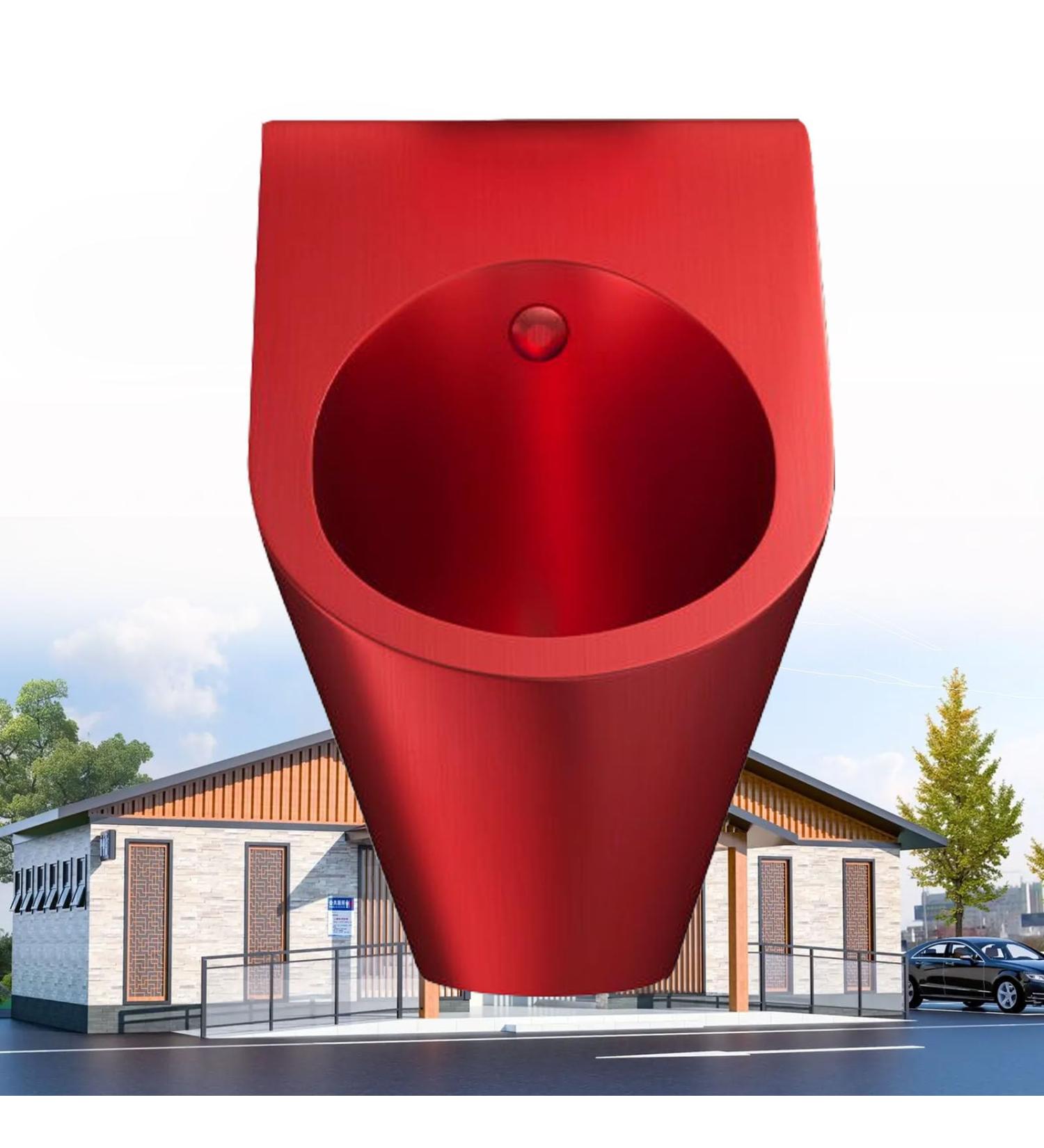 Wall Mounted Sensor Urina Men's Urinal Troughs with Sensor Flush 304 Stainless Steel Family Bathroom Toilet Red - Buy Online on GoSupps.com
