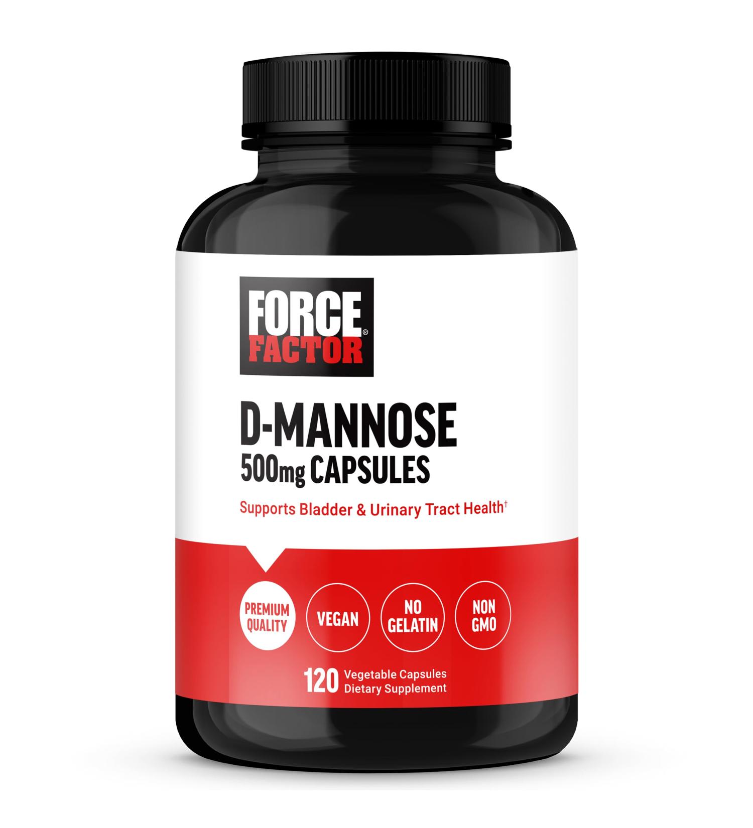 Buy FORCE FACTOR D Mannose 500mg - Premium Urinary Tract Health Supplement for Men & Women Vegan Non-GMO - 120 Capsules - Buy Online on GoSupps.com