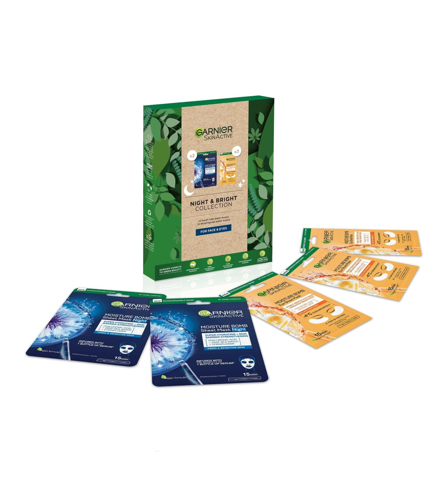 Garnier Sheet Masks Night & Bright Collection 140g - Buy Online on GoSupps.com