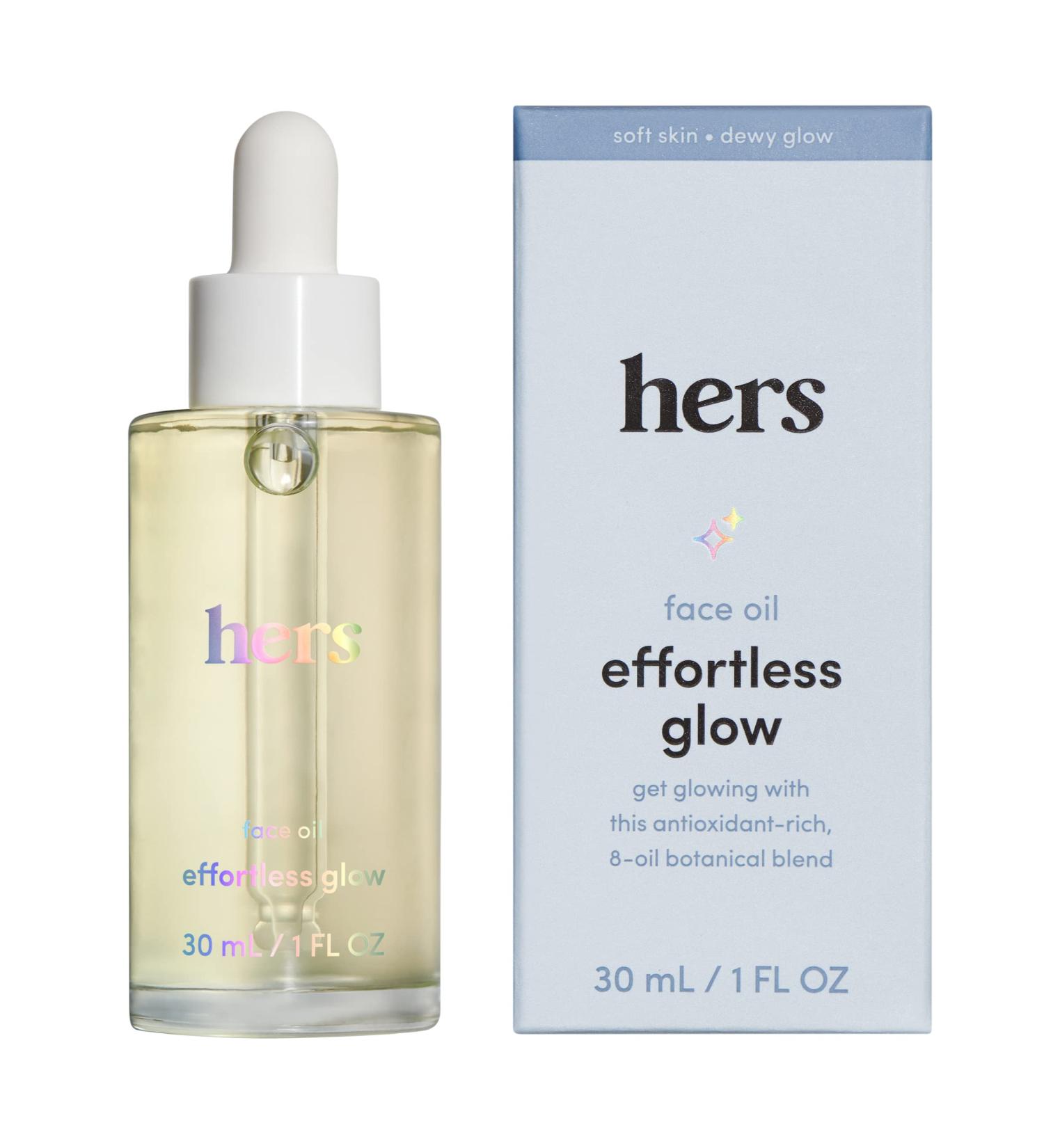 Hers Effortless Glow Face Oil - Anti Aging Facial Oil for Glowing Skin - 1 fl Oz - Buy Online on GoSupps.com