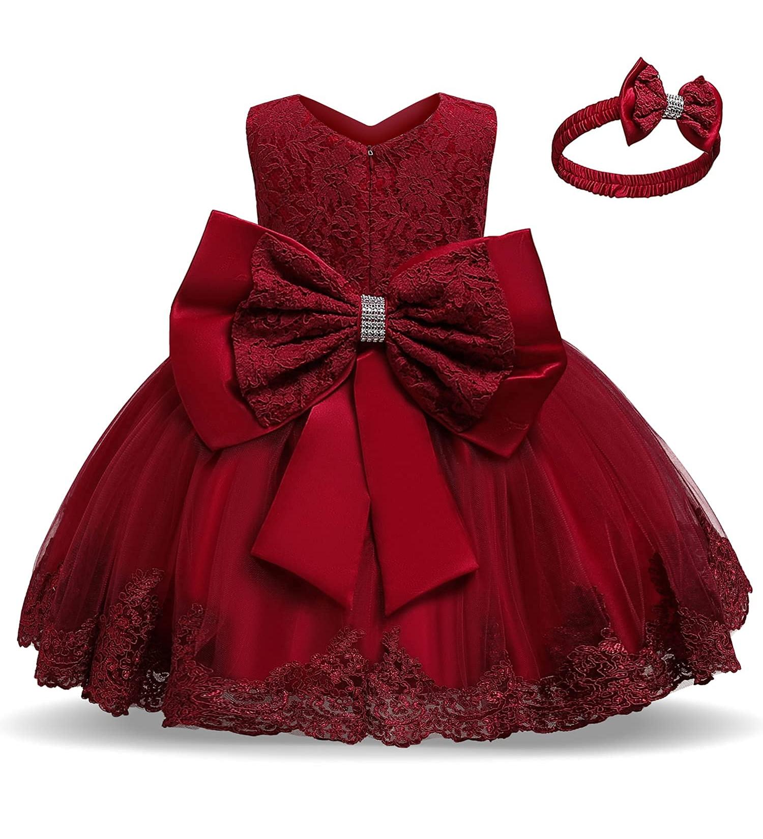 TTYAOVO Baby Princess Tutu Gown in Red | 12-24 Months | Wedding Pageant Baptism Christening Dress - Buy Online on GoSupps.com