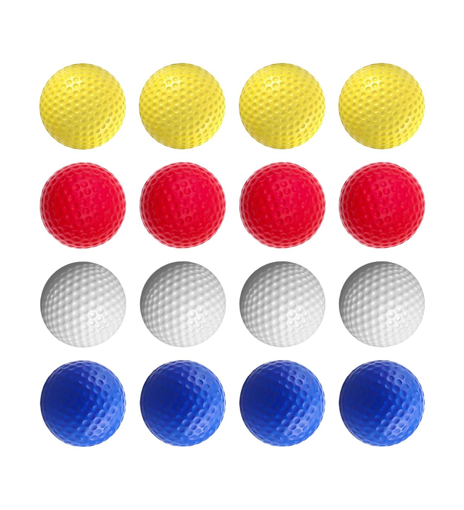 16-Pcs Colored Foam Practice Golf Balls for Indoor & Outdoor Use - Realistic Feel, Limited Flight - Perfect for Backyard, Kids - Includes Resealable Bag - 4 Colors - Buy Online on GoSupps.com