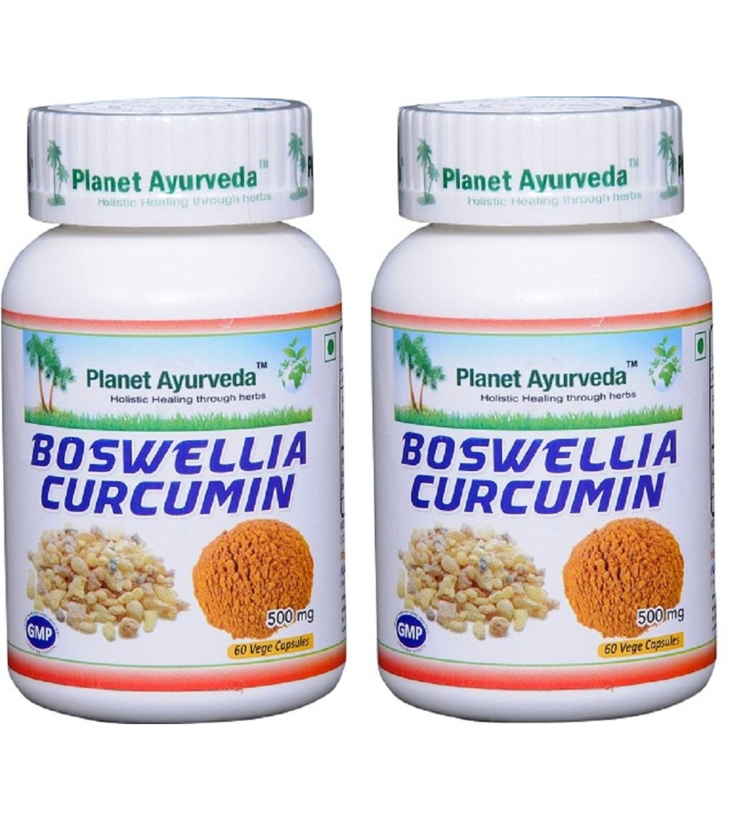 Planet Ayurveda Boswellia Curcumin, 500mg Veg Capsules - 2 Bottles - Buy Online on GoSupps.com