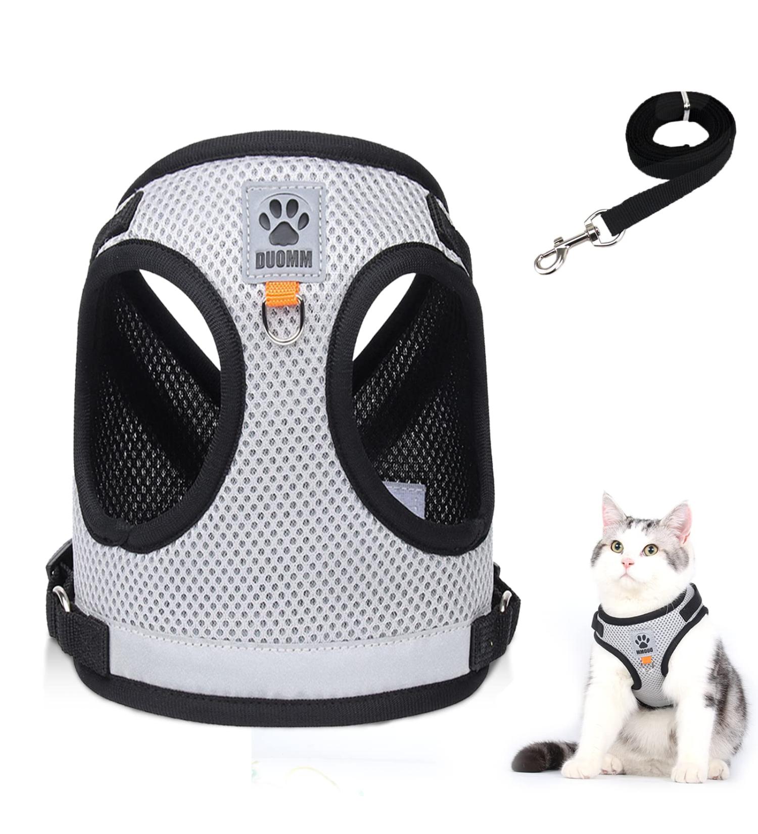 Adjustable Cat Leash Set with Reflective Stripes - Polyester Cat Vest & Dishes for Kittens & Dogs | International Shipping - Buy Online on GoSupps.com