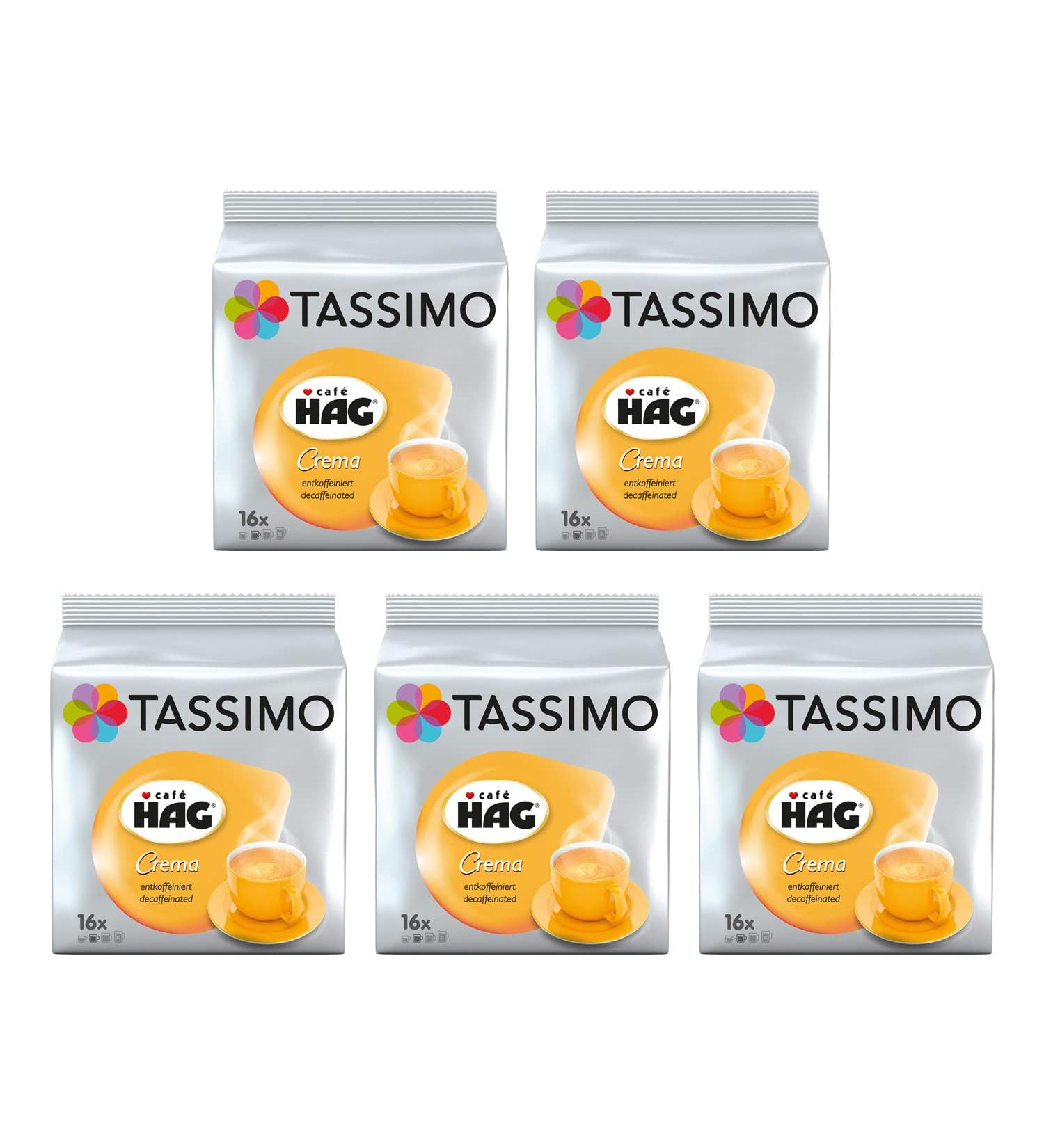 TASSIMO Cafe HAG Crema Decaffeinated Caf Capsules T-Discs Paquet de 5 80 Boissons - Buy Online on GoSupps.com