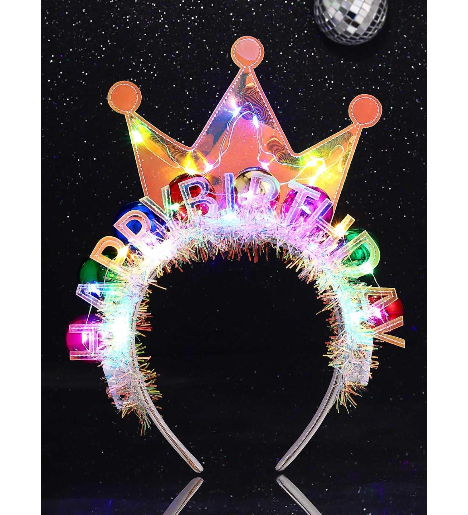 Handcess Light up Birthday Headband Festival LED Crown Hair Band Luminous Costume Hair hoop Party LED Hair Accessories for Women Colorful - Buy Online on GoSupps.com