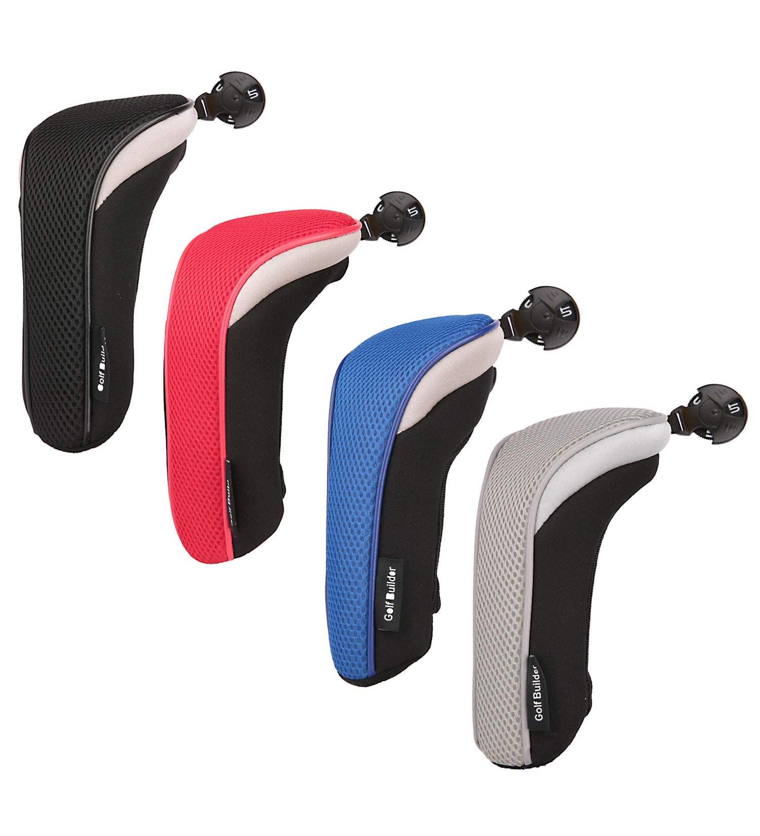 Sword & Shield Sports Golf Hybrid Club Head Covers Set of 4 | Interchangeable No. Tag UT Cover | Black/Red/Blue/Grey - Buy Online on GoSupps.com