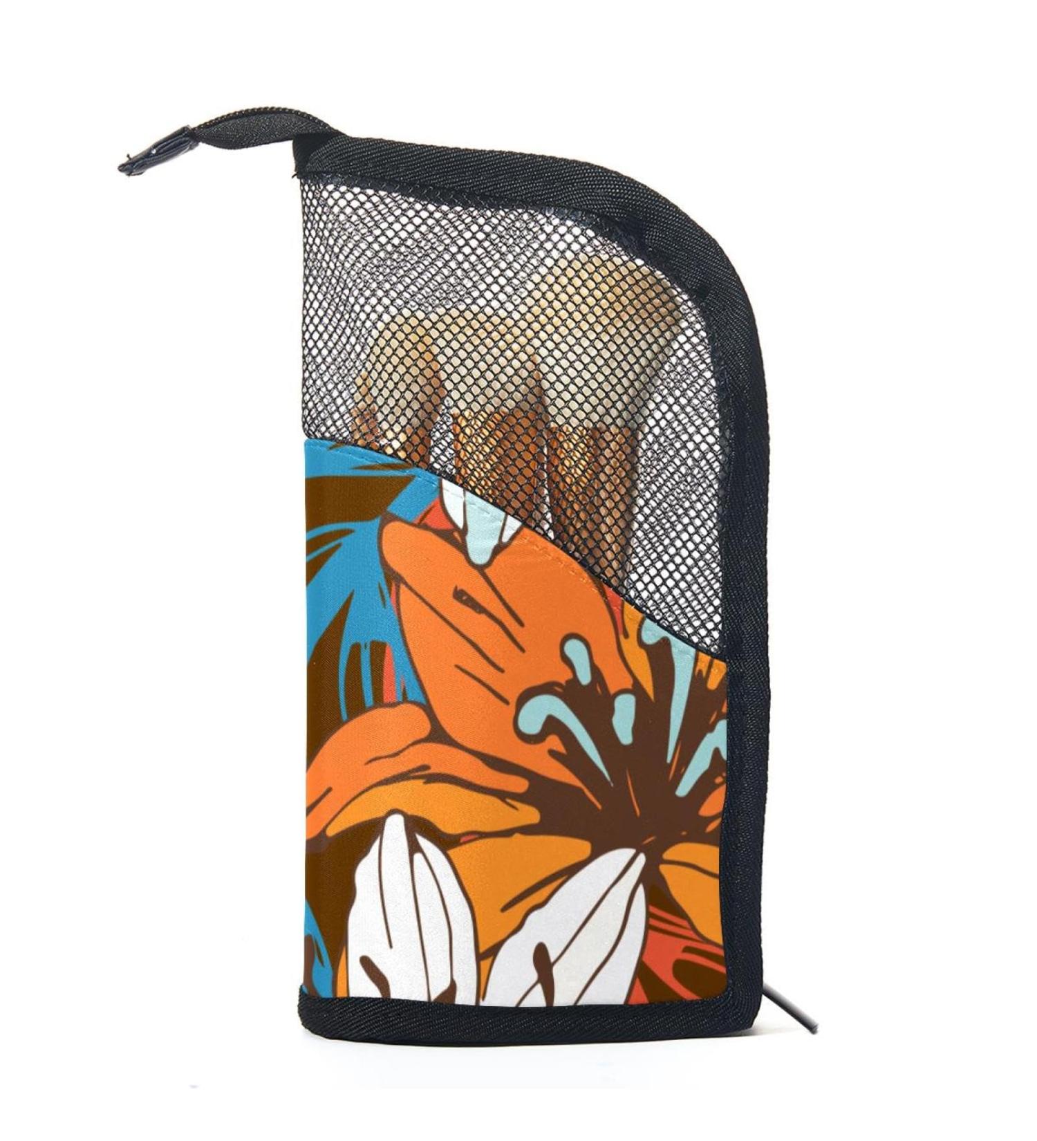 Shop White Orange Lily Travel Makeup Brush Holder - 12PCS Brush Organizer Case for Women | Stand-Up Makeup Cup - Buy Online on GoSupps.com