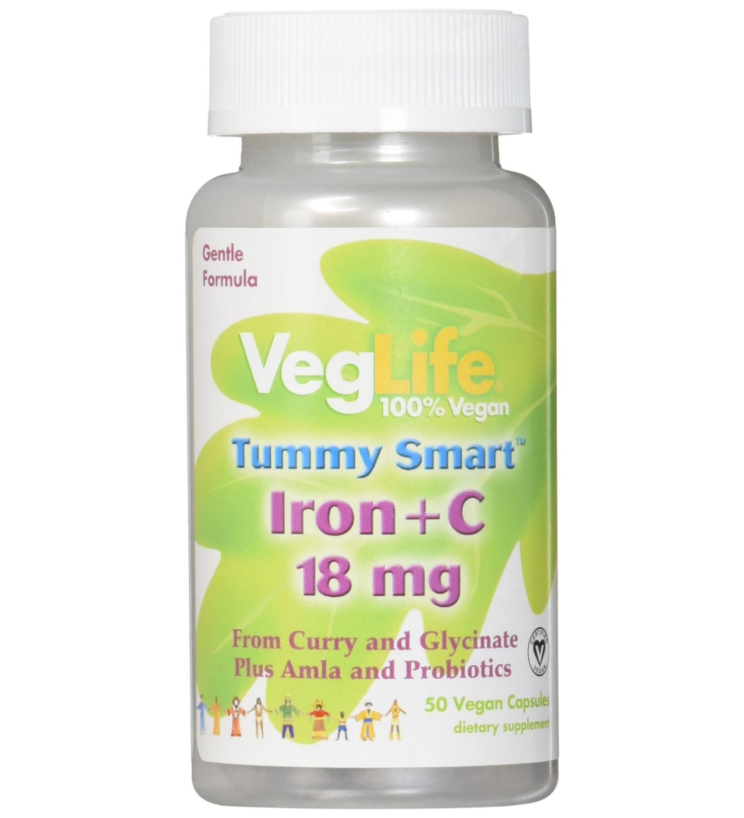 VegLife Iron+C Tummy Smart Vegan Veg Capsules - 18mg, 60ct - Buy Online on GoSupps.com