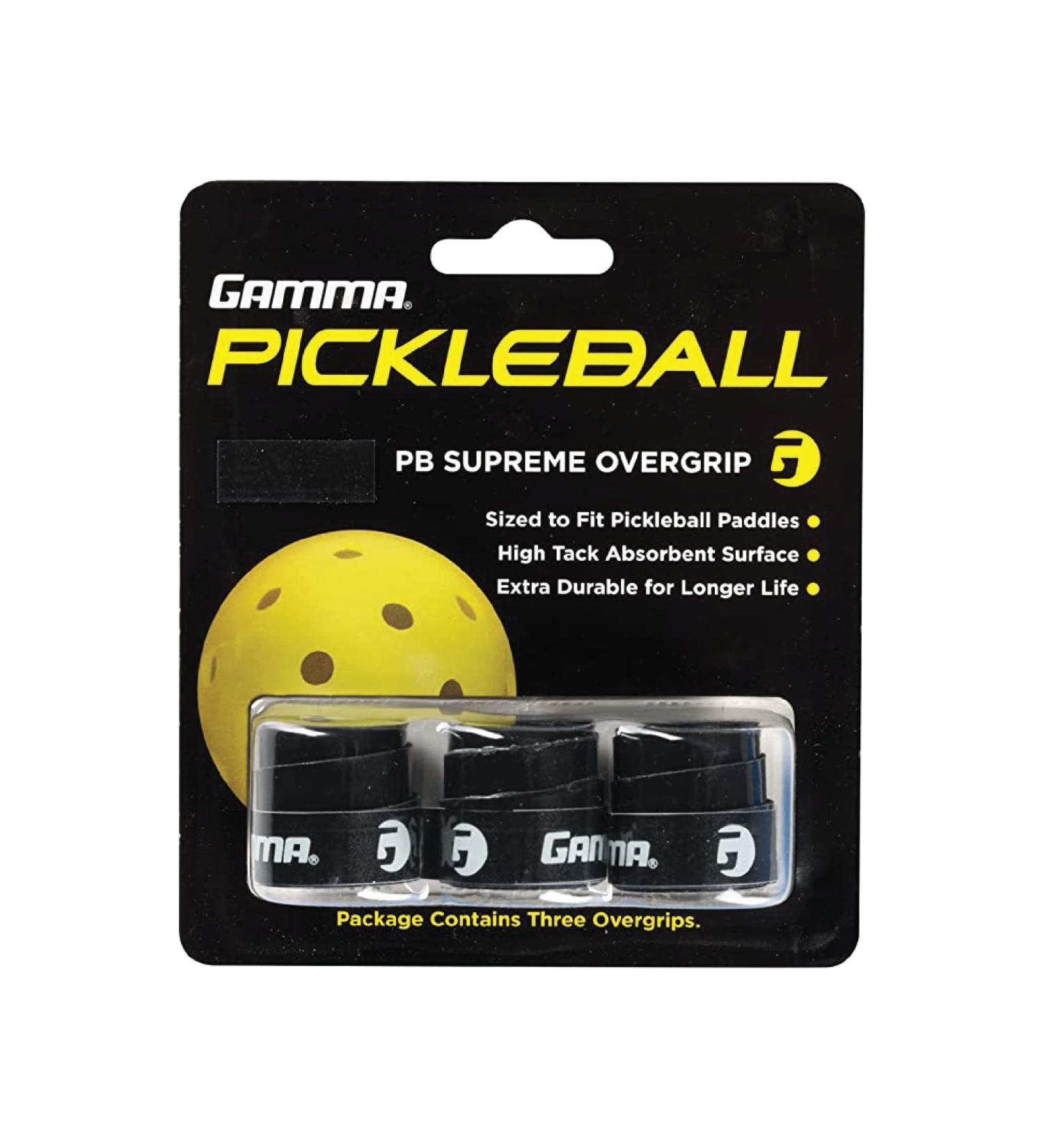 Gamma Sports Pickleball Supreme Overgrip - Easy Apply Grip Tape for Paddles in Pickleball, Badminton, and Squash - Black Tacky Over Wrap Bands - Buy Online on GoSupps.com