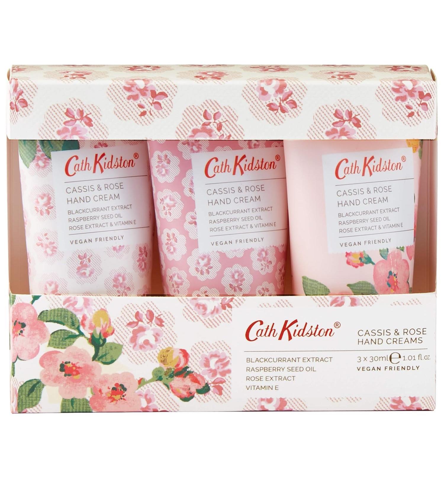 Heathcote & Ivory Cath Kidston Cassis & Rose Cottage Floral Hand Cream Trio 30ml Each